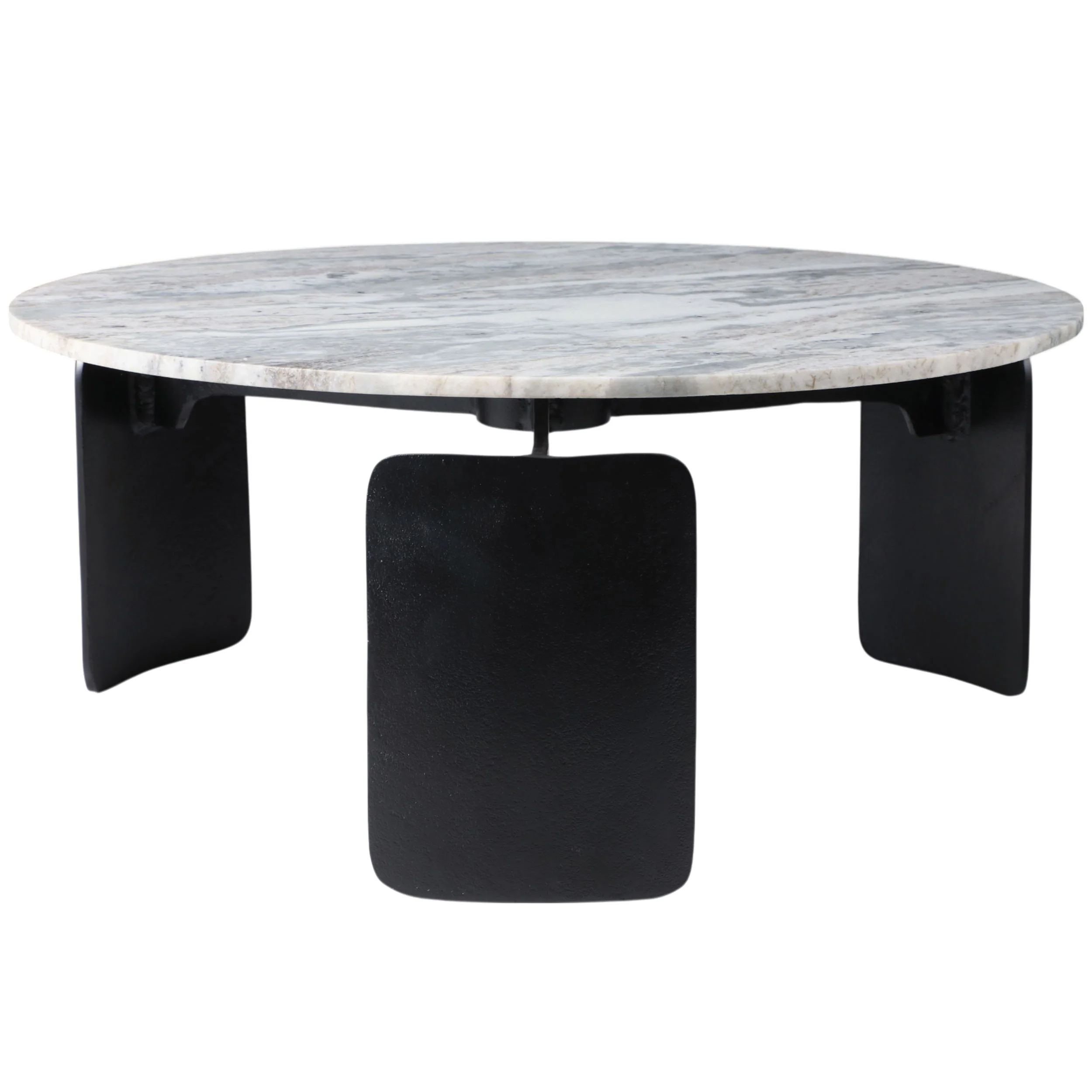 3-Footed Marble Top Coffee Table, Grey
