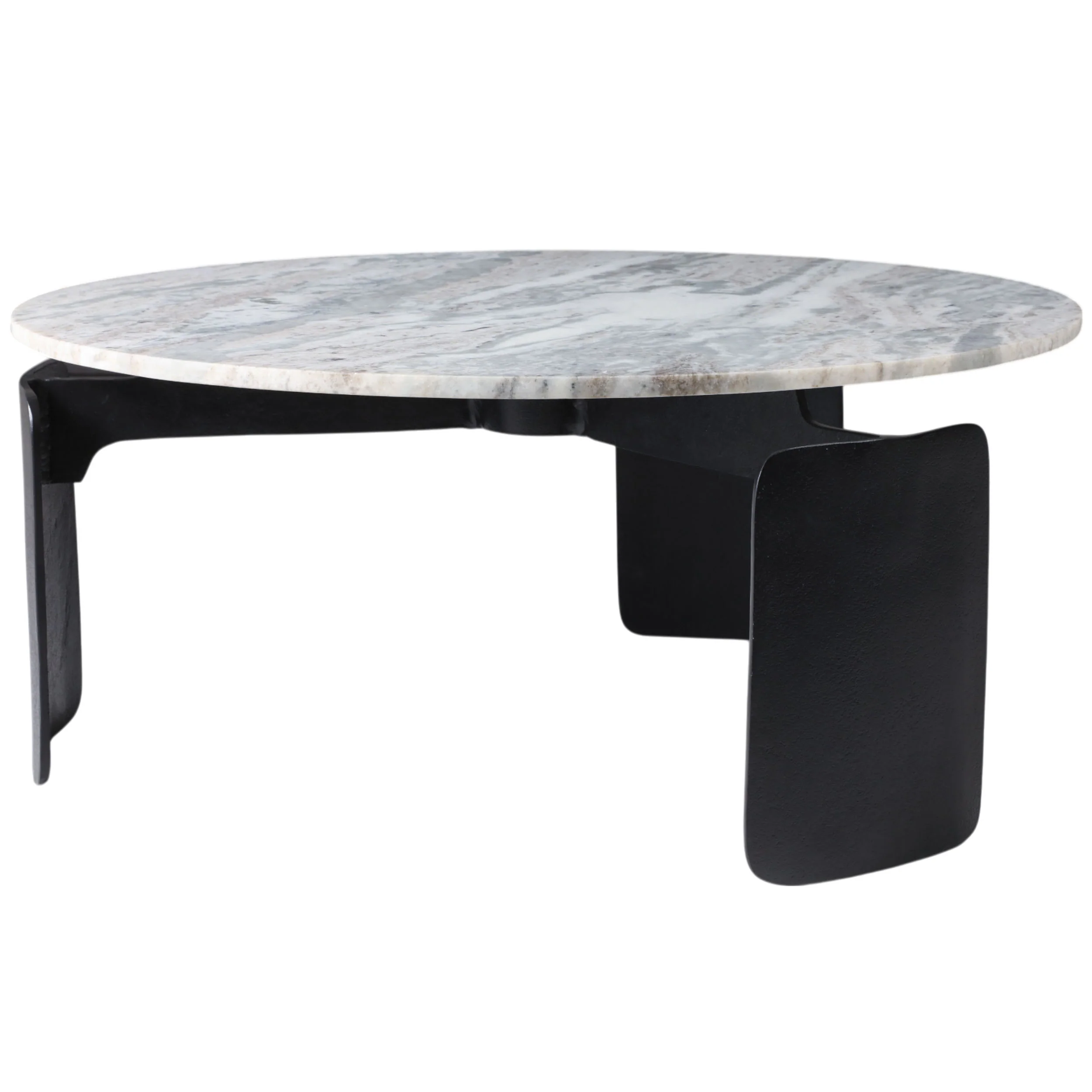 3-Footed Marble Top Coffee Table, Grey - Image 2