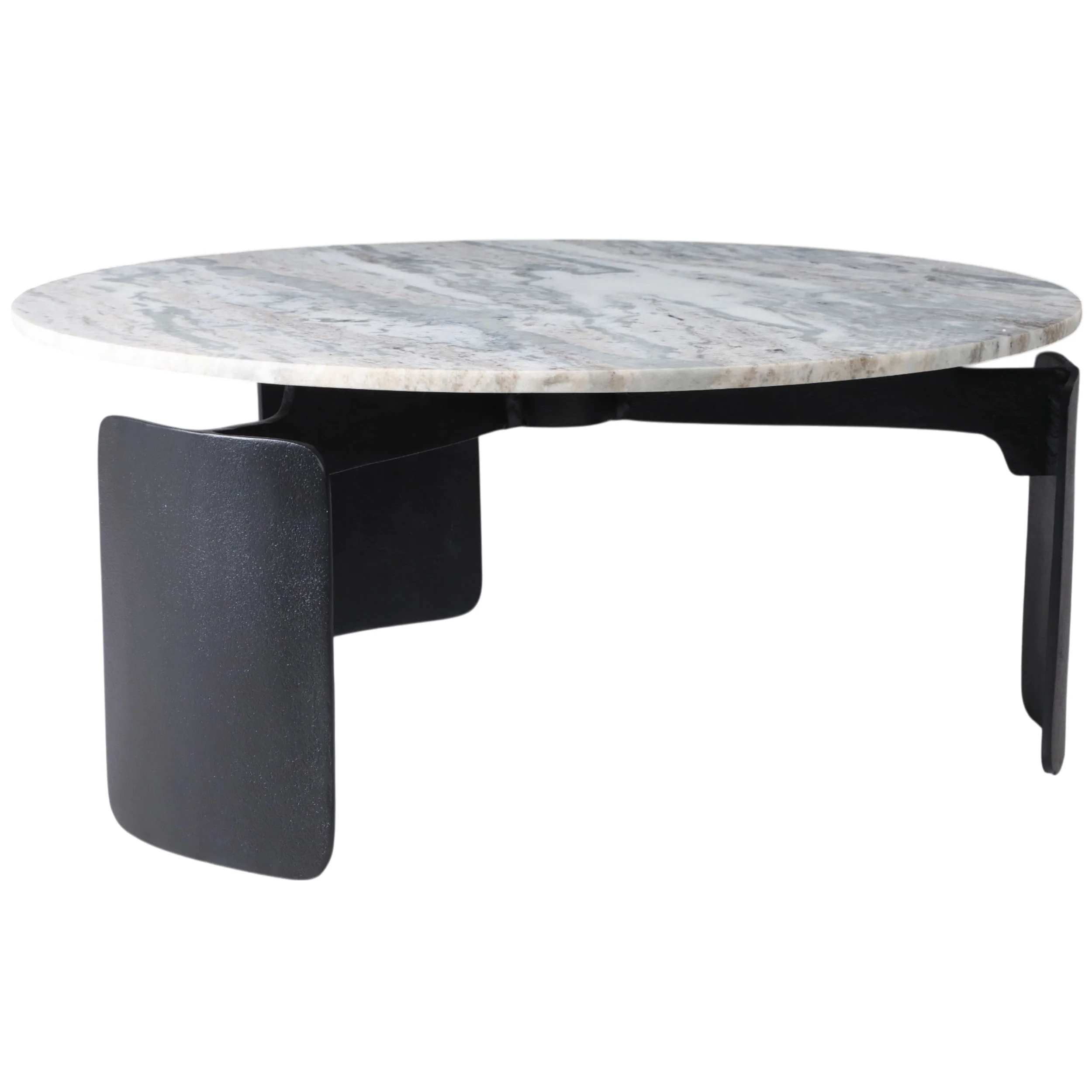 3-Footed Marble Top Coffee Table, Grey - Image 3