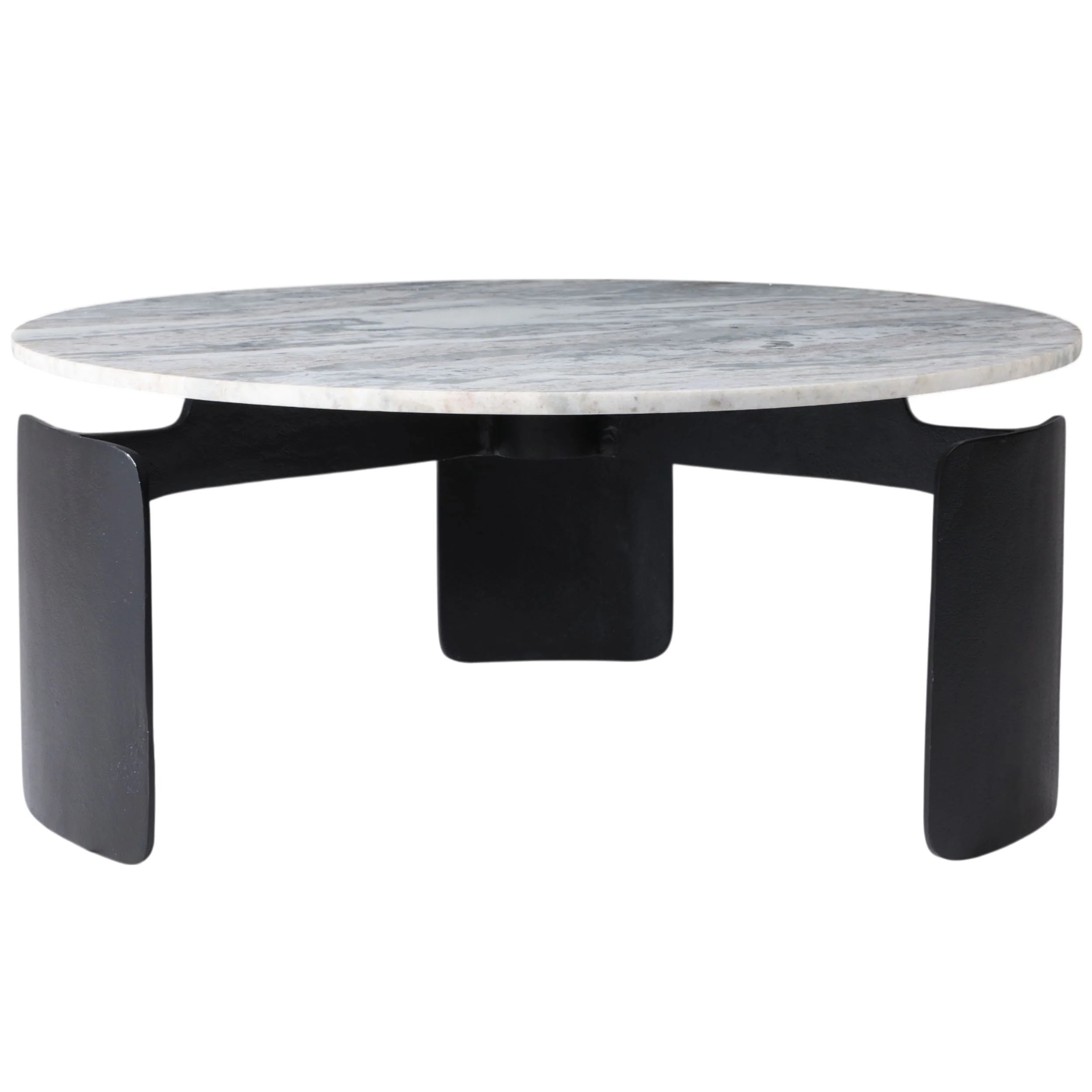 3-Footed Marble Top Coffee Table, Grey - Image 4