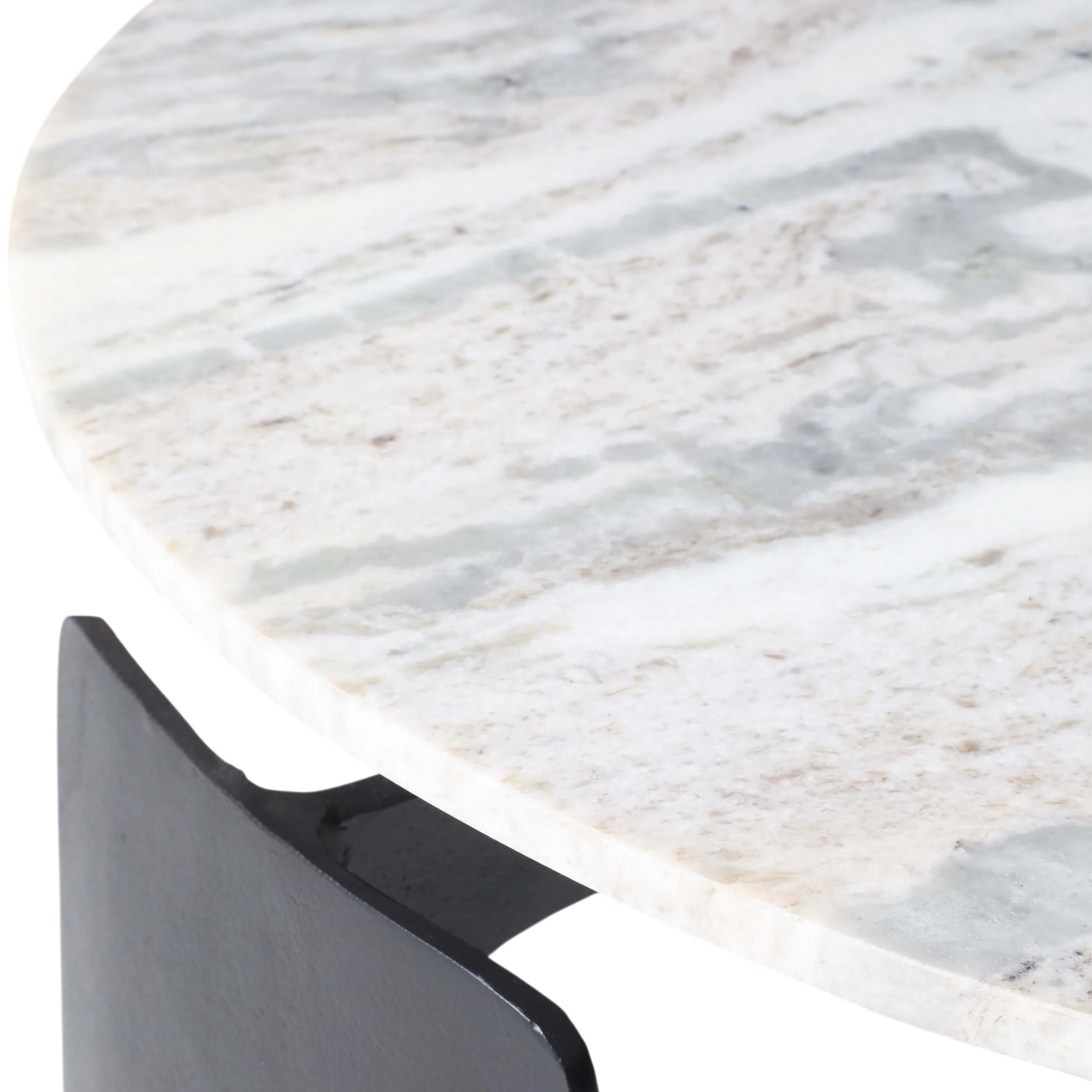 3-Footed Marble Top Coffee Table, Grey - Image 5