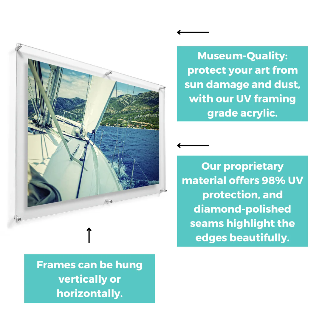 30x40" Photo Floating Acrylic Clear Picture Frame (Frame Size 34x44") - Image 12
