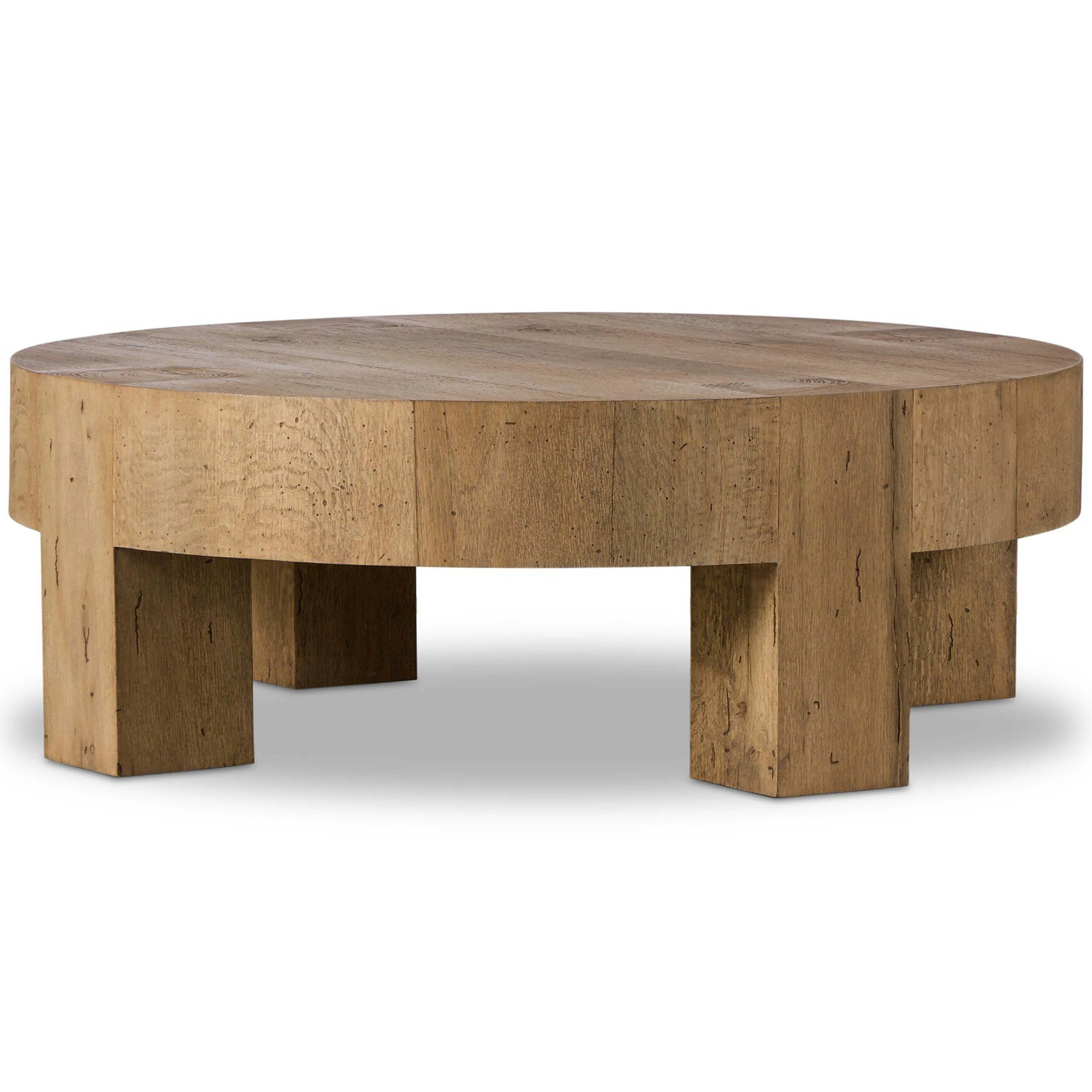 Abaso Round Coffee Table, Rustic Wormwood Oak by Four Hands - Image 10