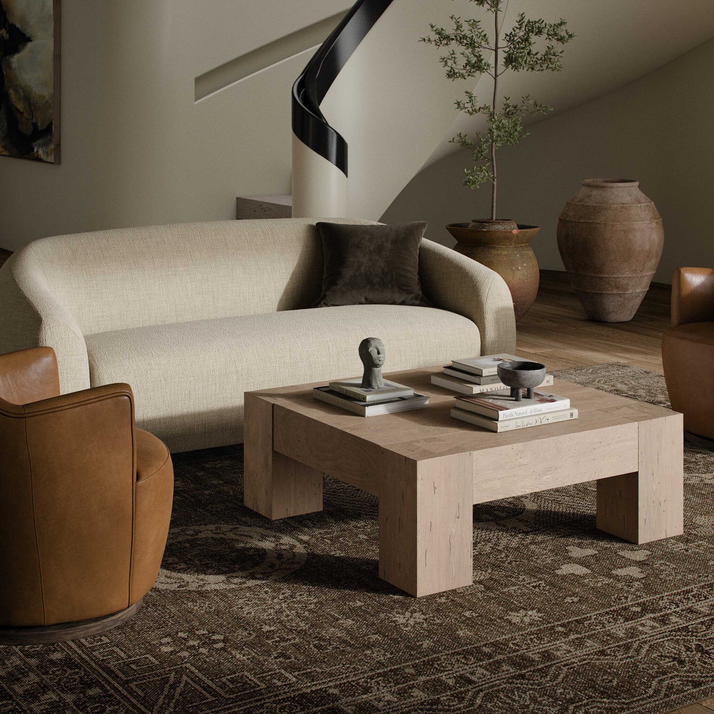 Abaso Square Coffee Table, Whitewash by Four Hands - Image 9