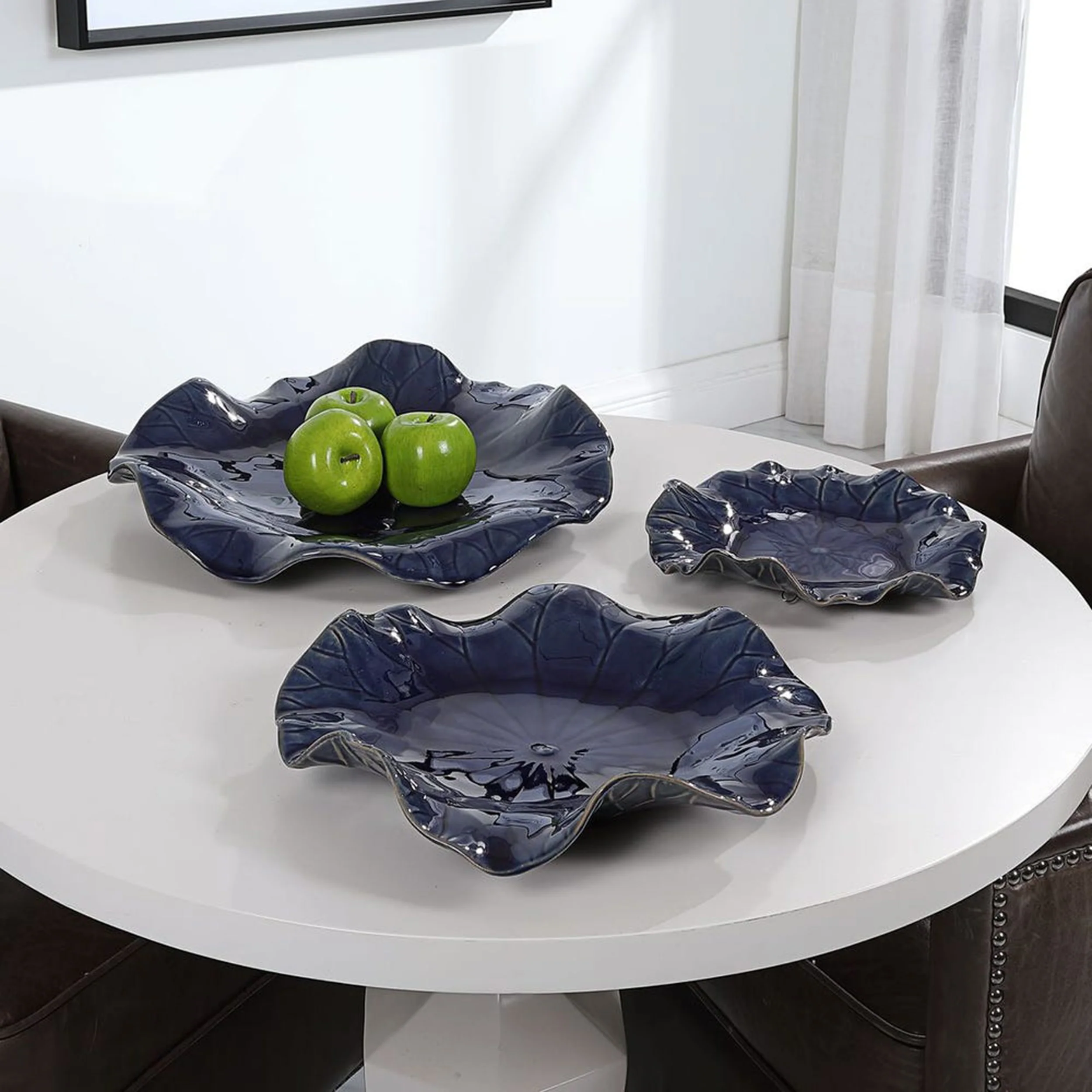 Abella Ceramic Outdoor Wall Decor, Cobalt, Set of 3 - Image 5