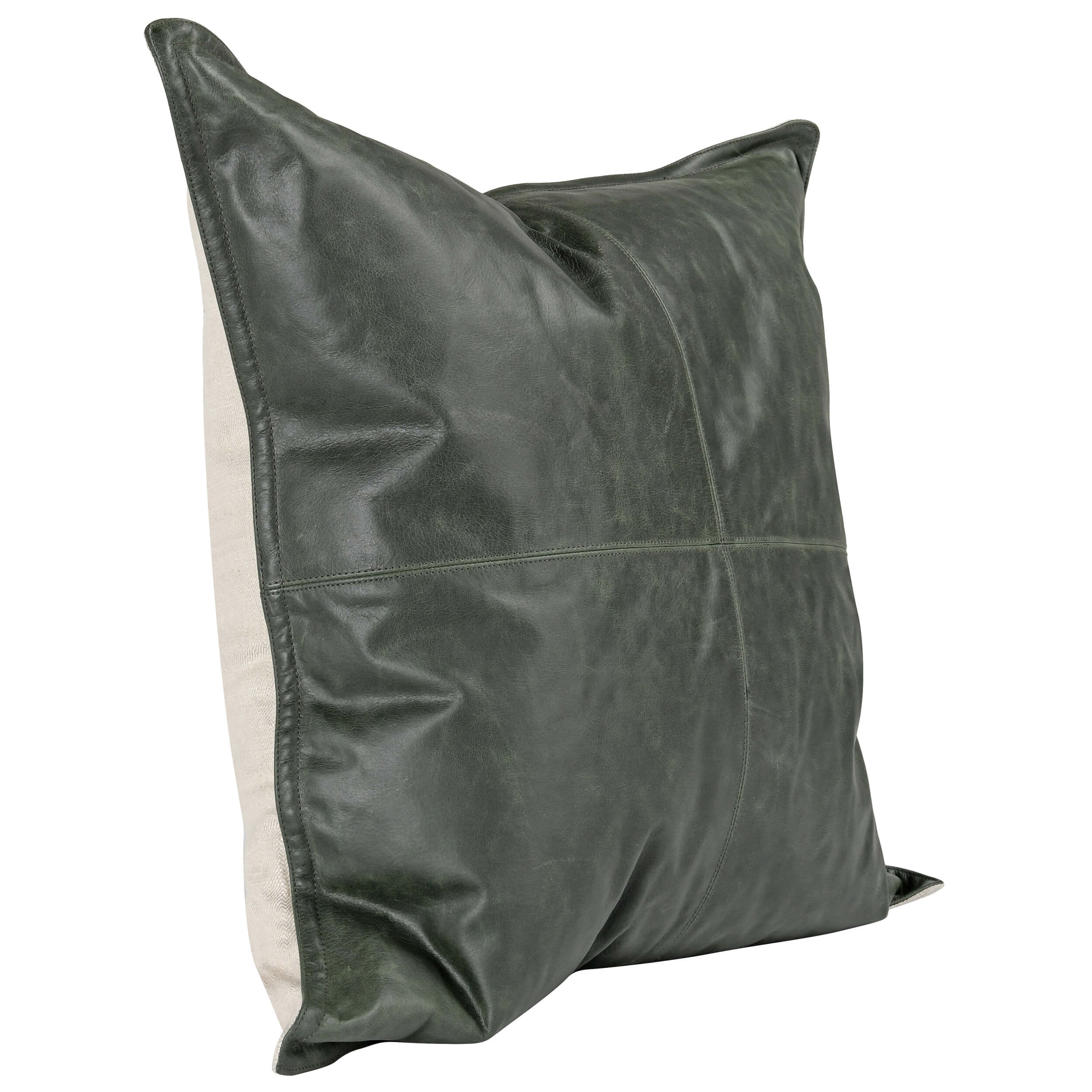 Acre Leather Pillow, Forest Green - Image 4