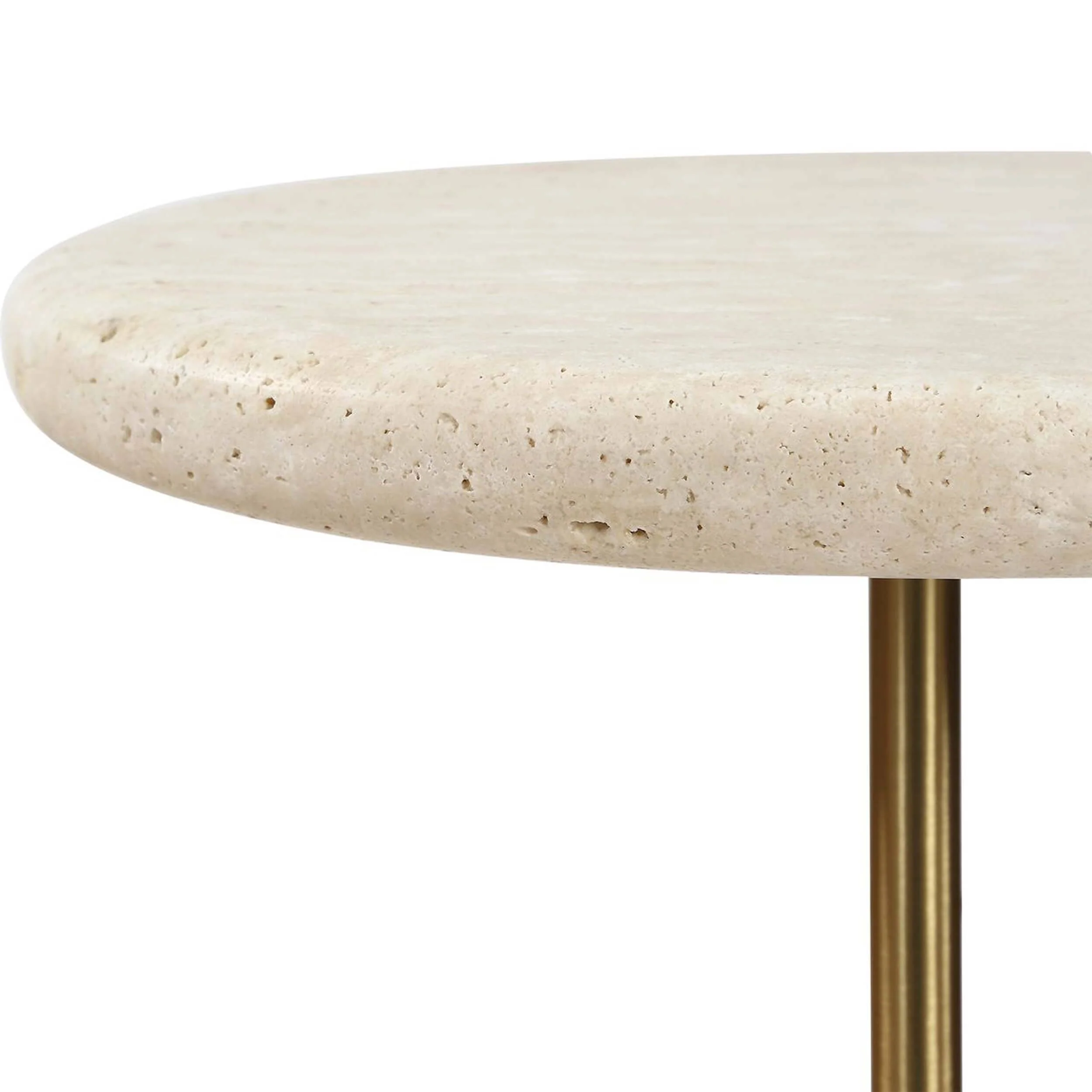 Adames Drink Table, Travertine - Image 3