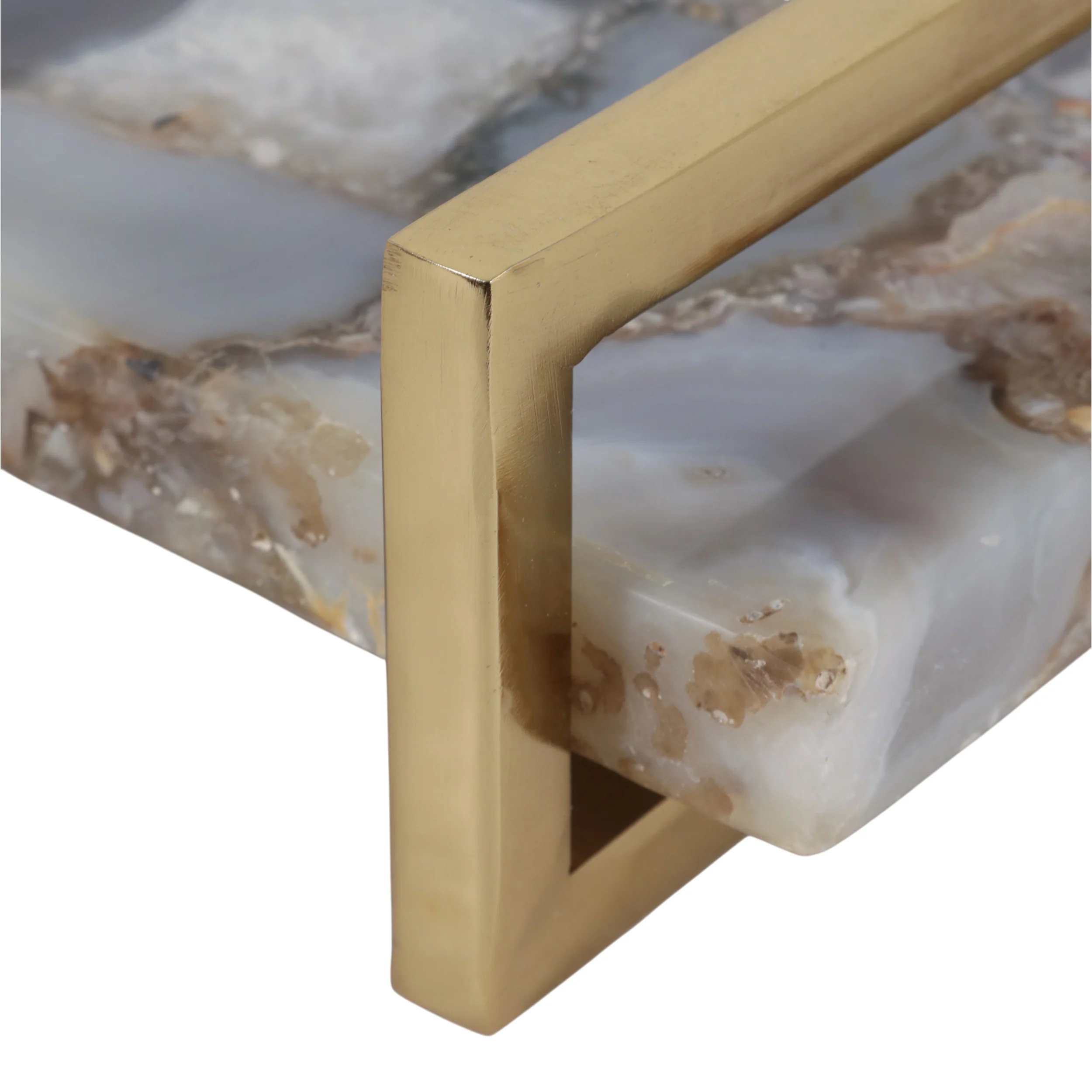 Agate Tray W/ Gold Handles, Blue - Image 4