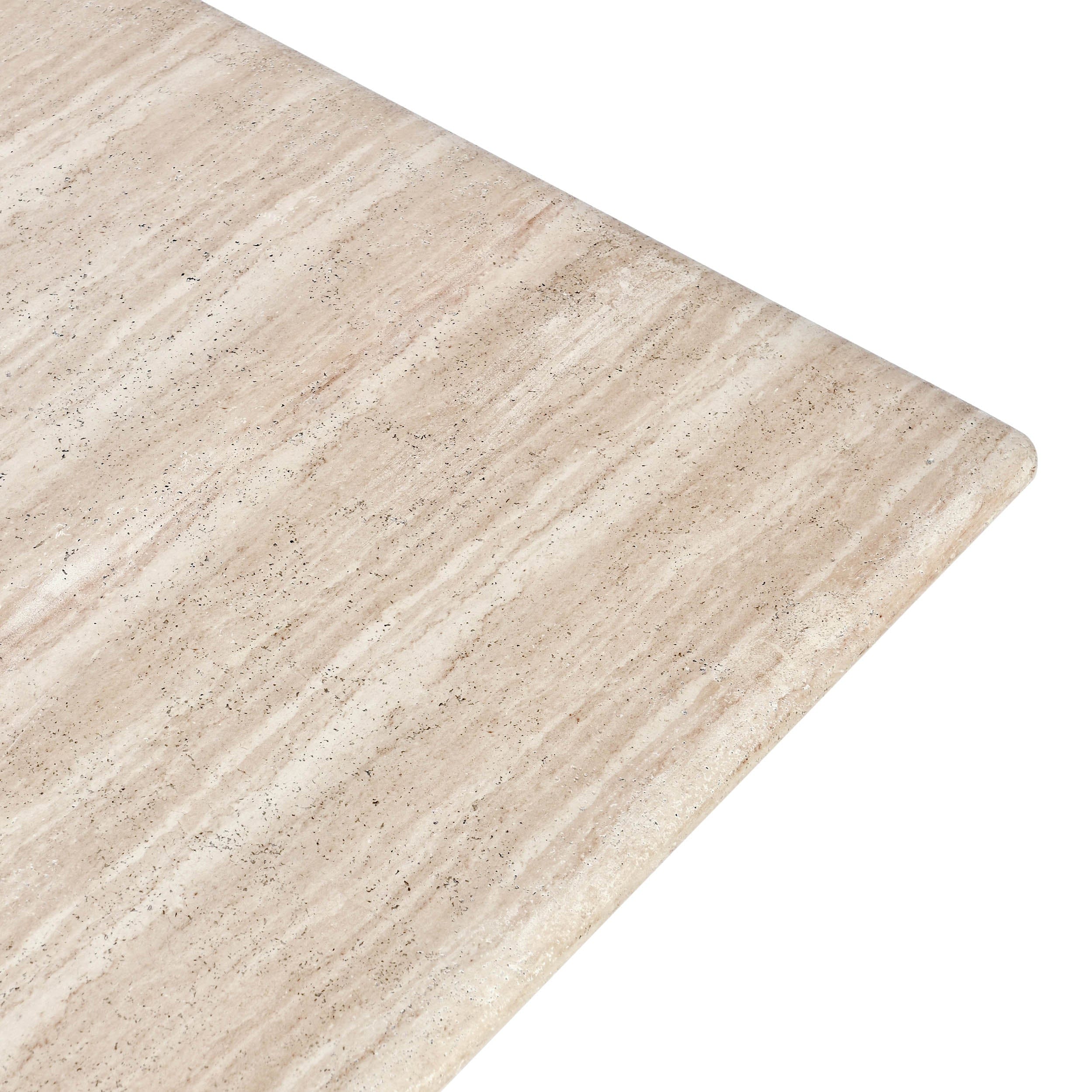 Aiden Outdoor Rectangle Dining Table, Beige - Image 4
