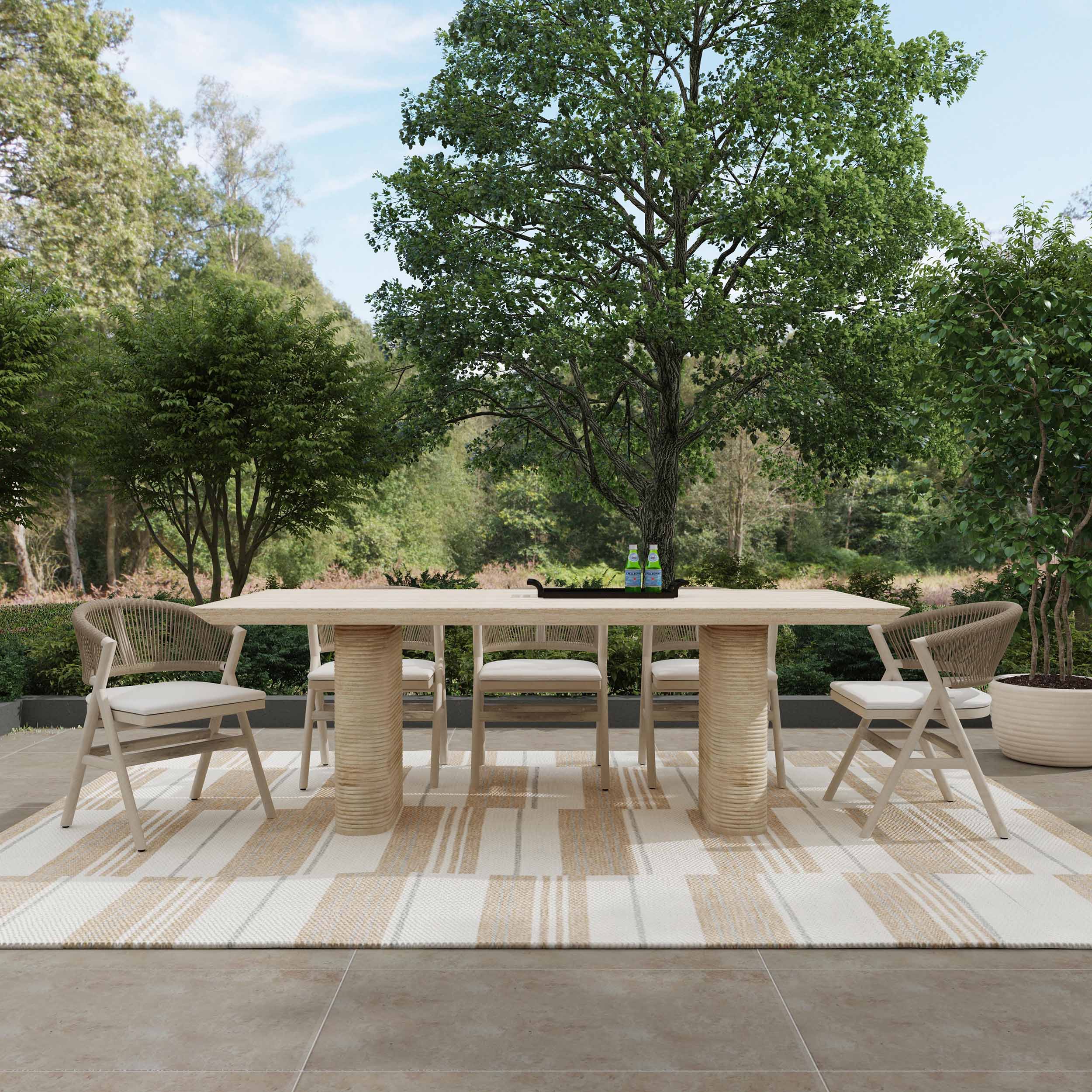 Aiden Outdoor Rectangle Dining Table, Beige - Image 6