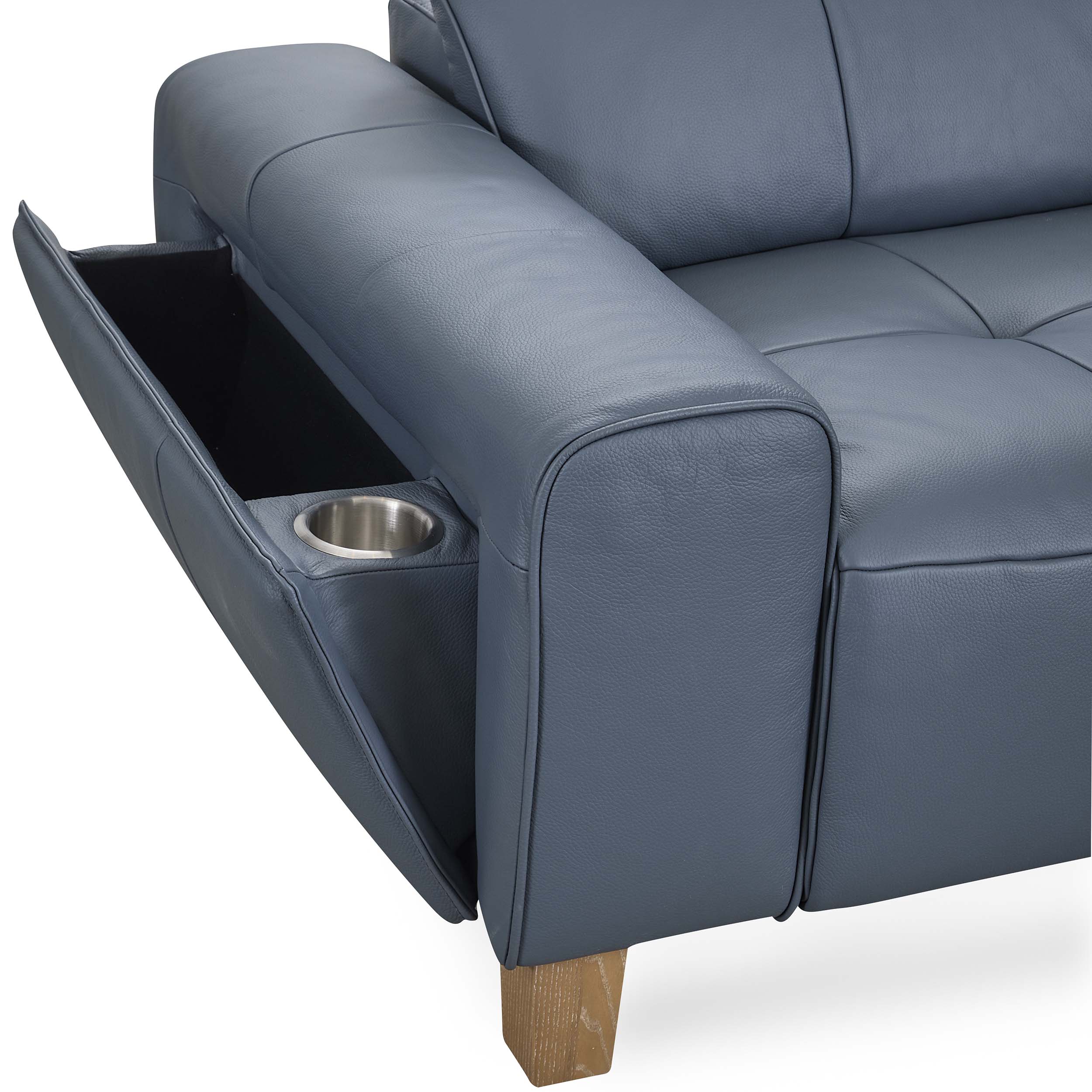 Alea Leather Power Recliner Sofa, Smoke Blue - Image 6