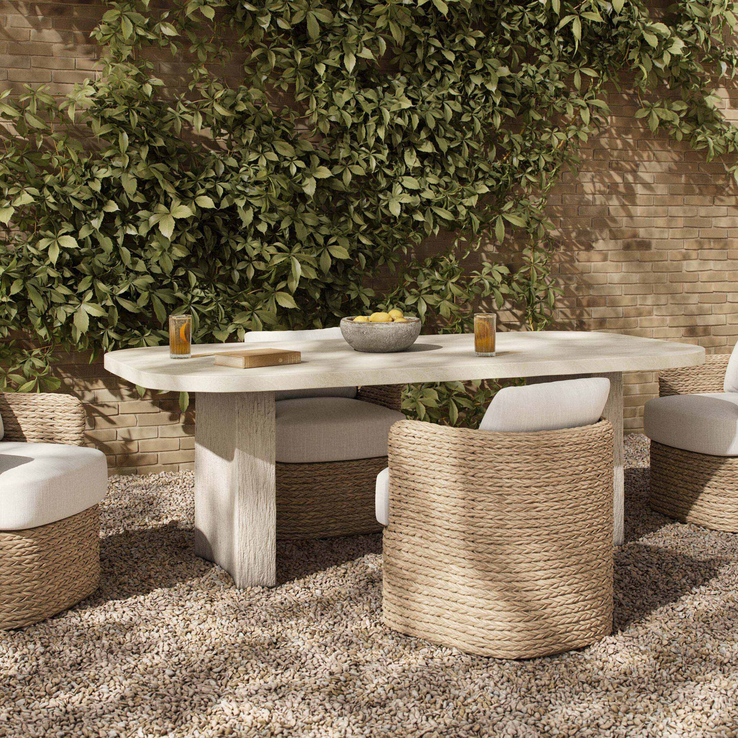 Alessandro Outdoor Dining Table, Cream by Four Hands - Image 8