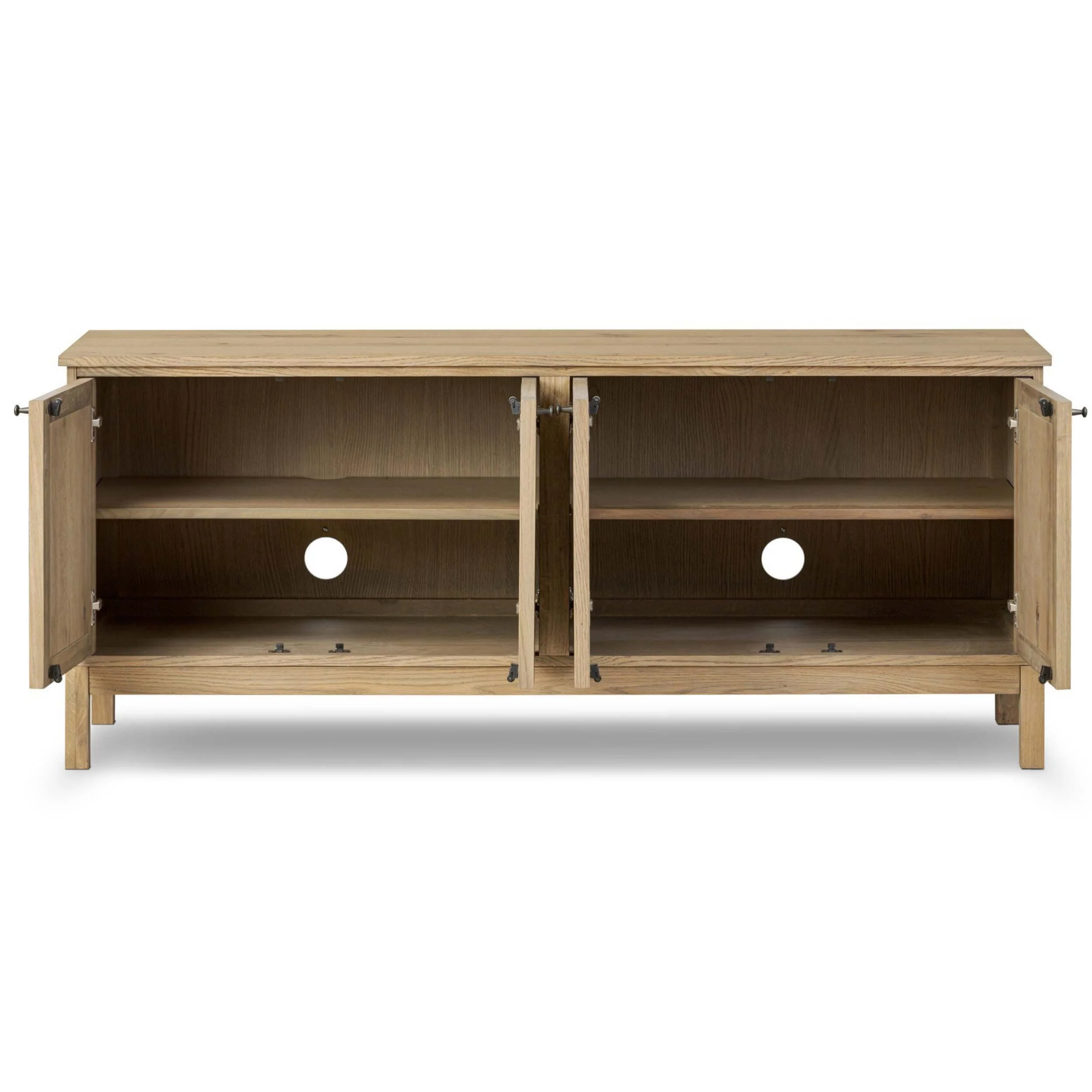 Alessio Media Console, Aged Natural Oak by Four Hands - Image 4