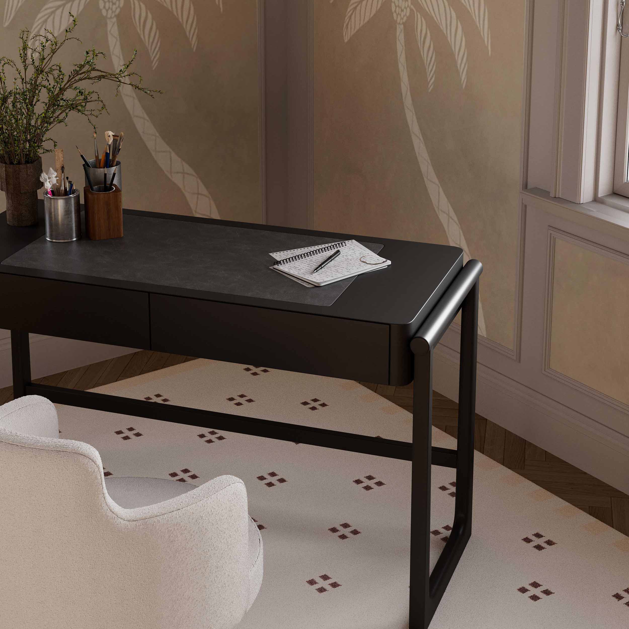 Alfalfa 2 Drawer Desk, Black - Image 6