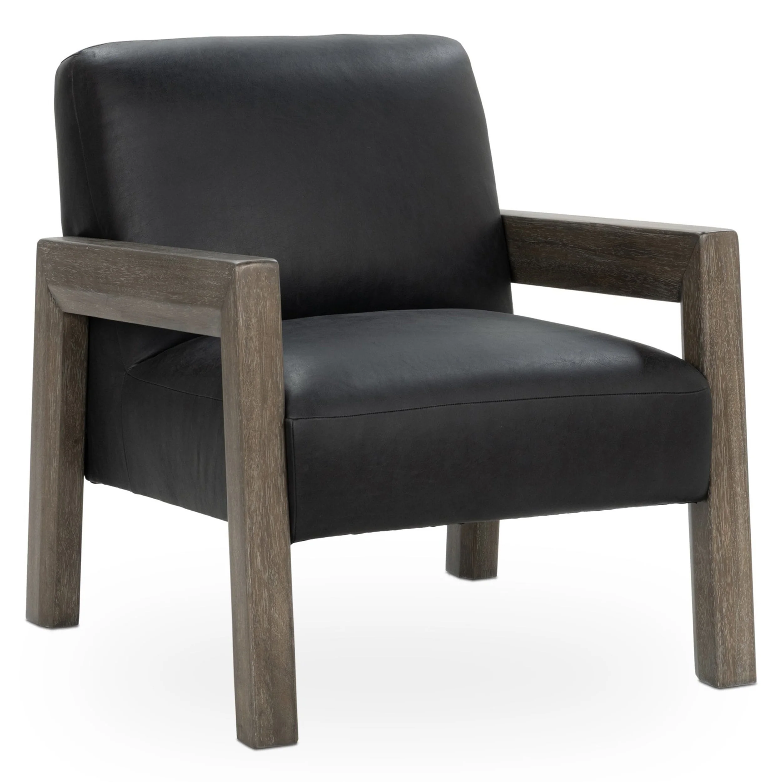 Aliza Leather Accent Chair, Black