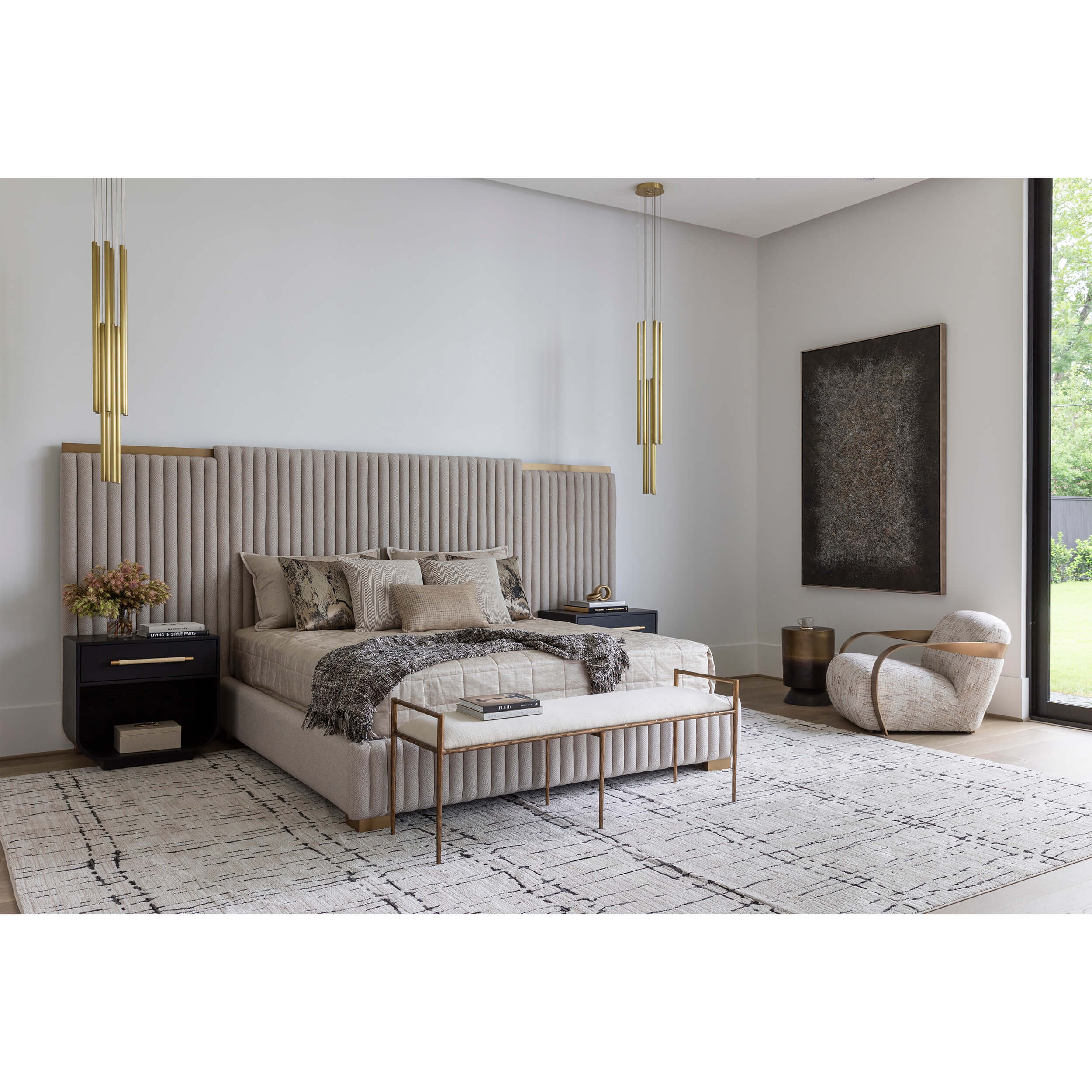 Allure Pillow, Beige/Gold Herringbone - Image 3