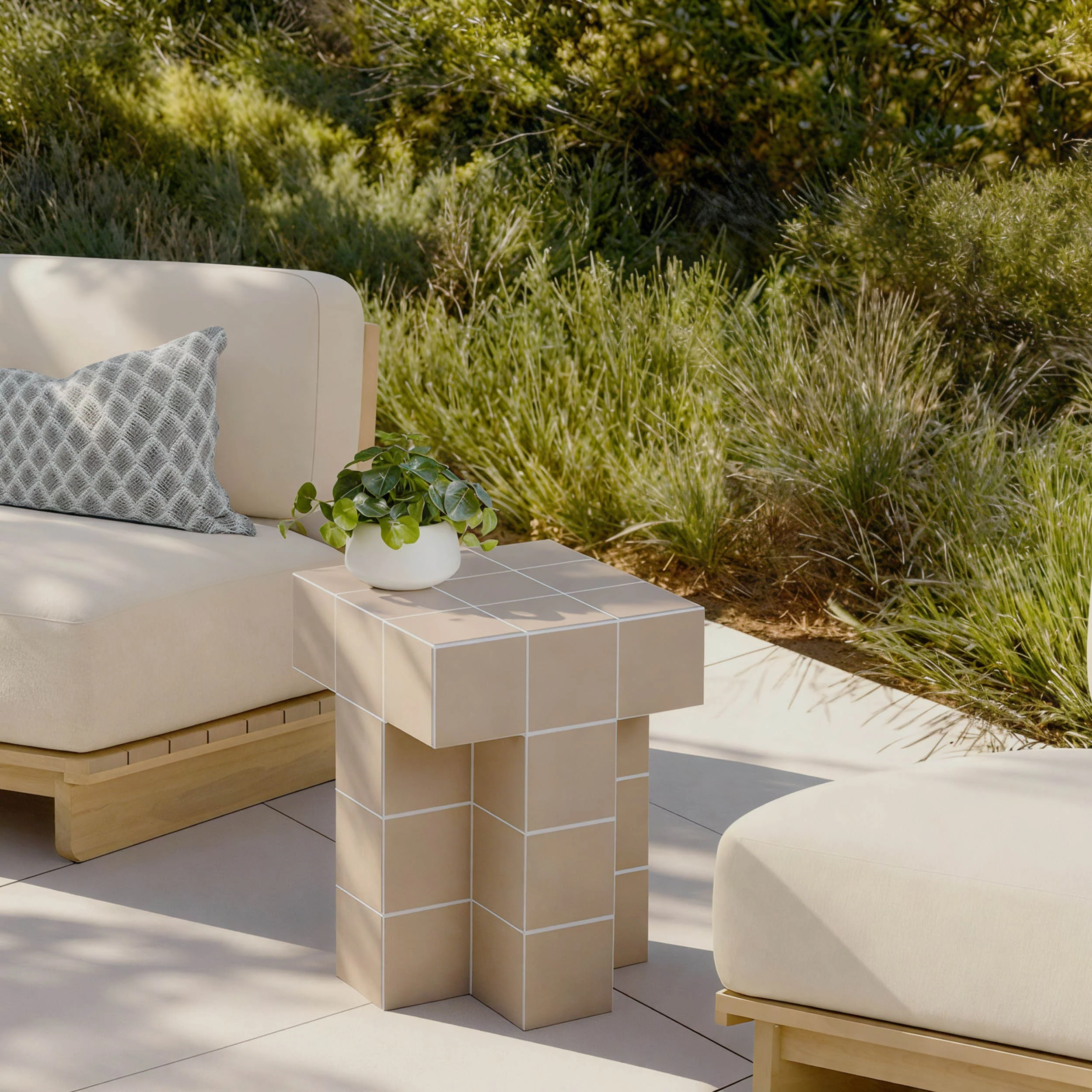 Alma Tile Side Table, Taupe - Image 5