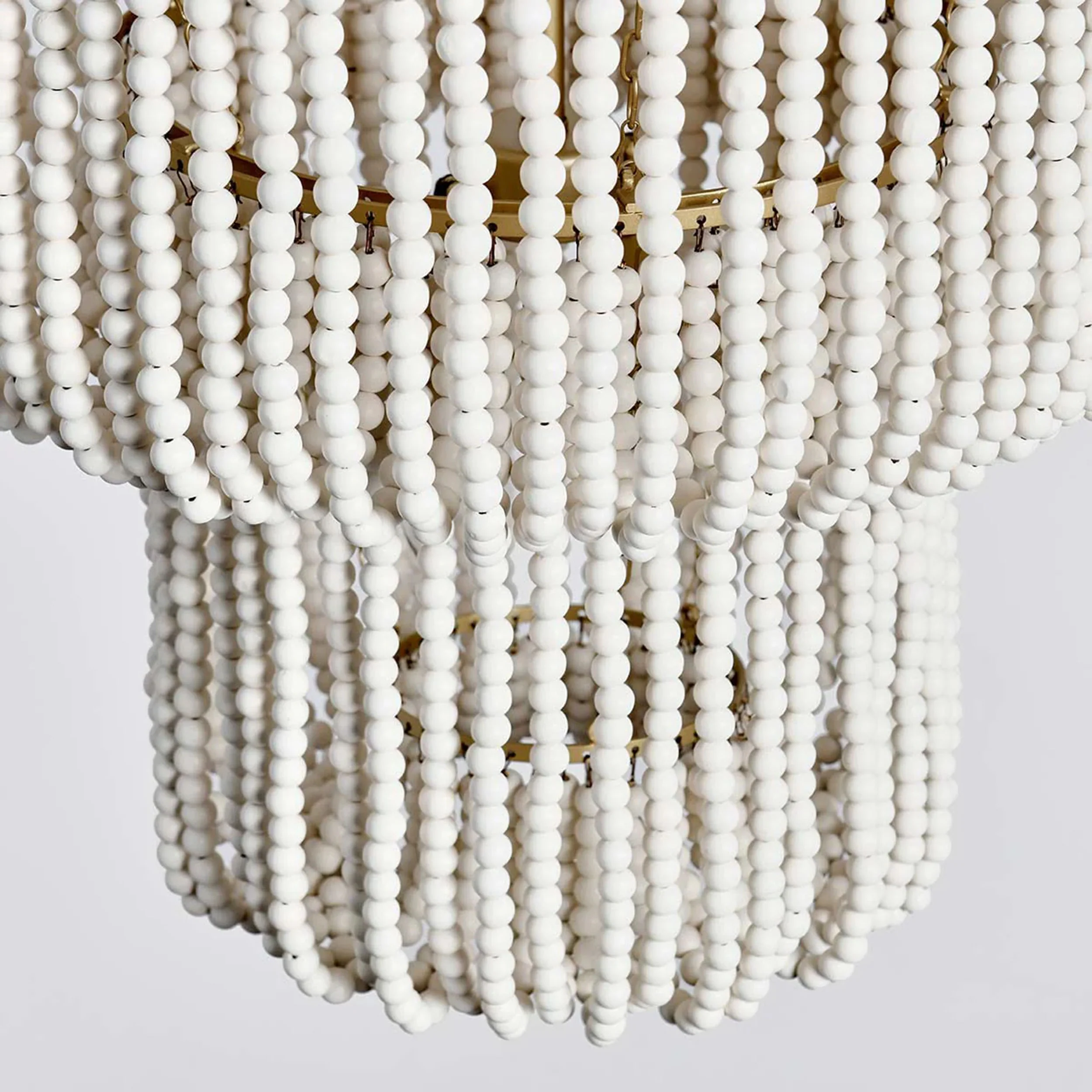 Amanda Round Beaded Chandelier, White - Image 3