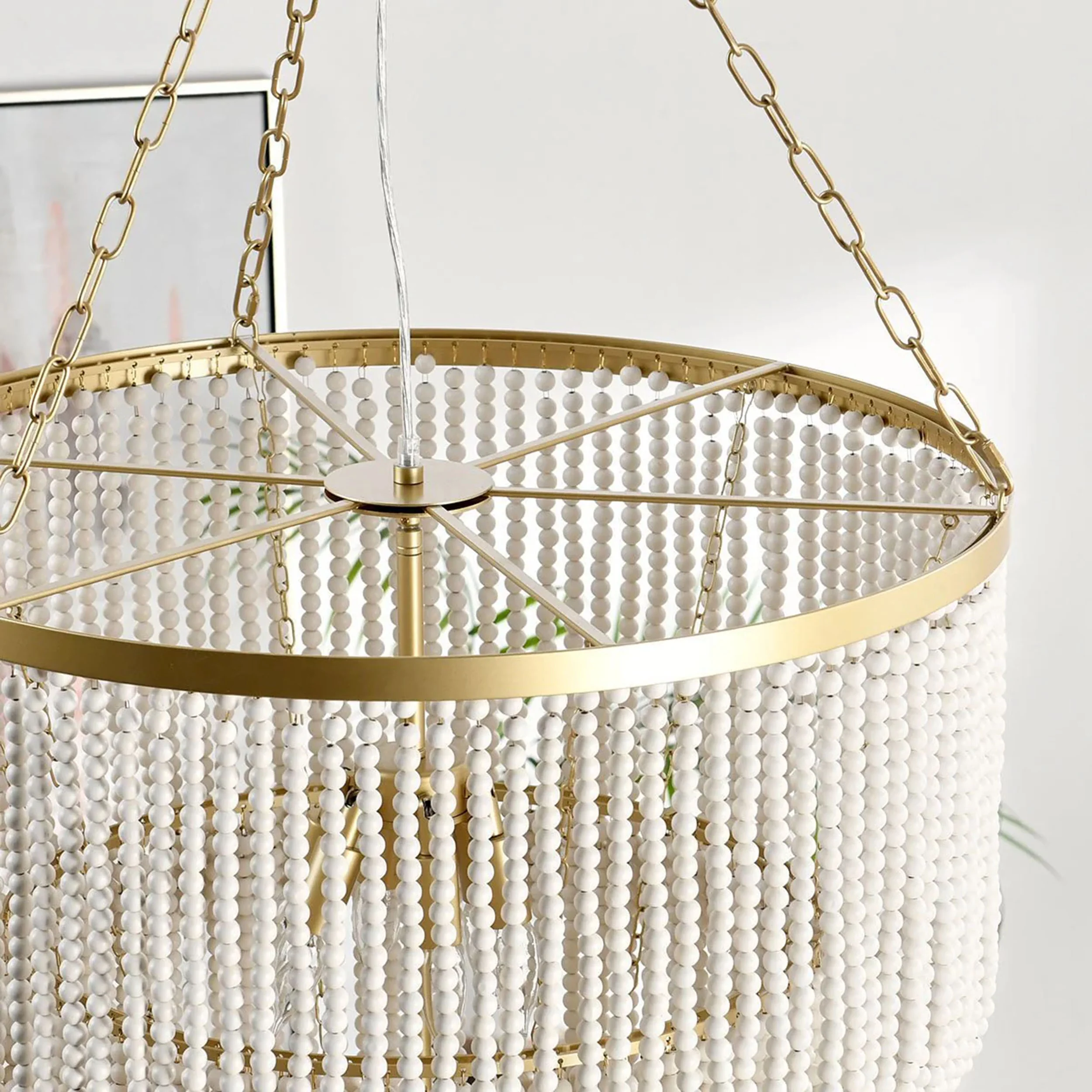 Amanda Round Beaded Chandelier, White - Image 5