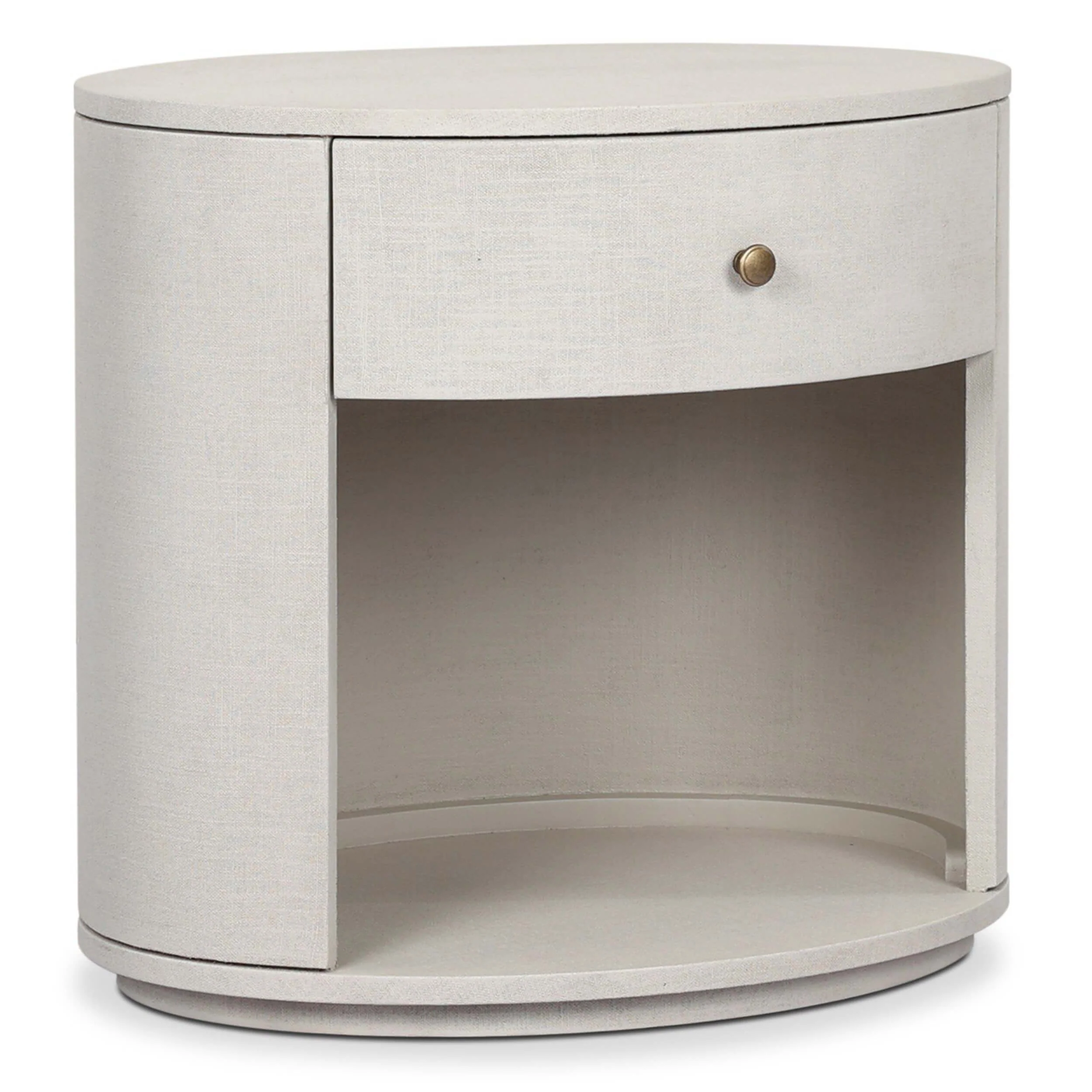 Amelia 1 Drawer Oval Nightstand, Ivory Painted Linen by Four Hands