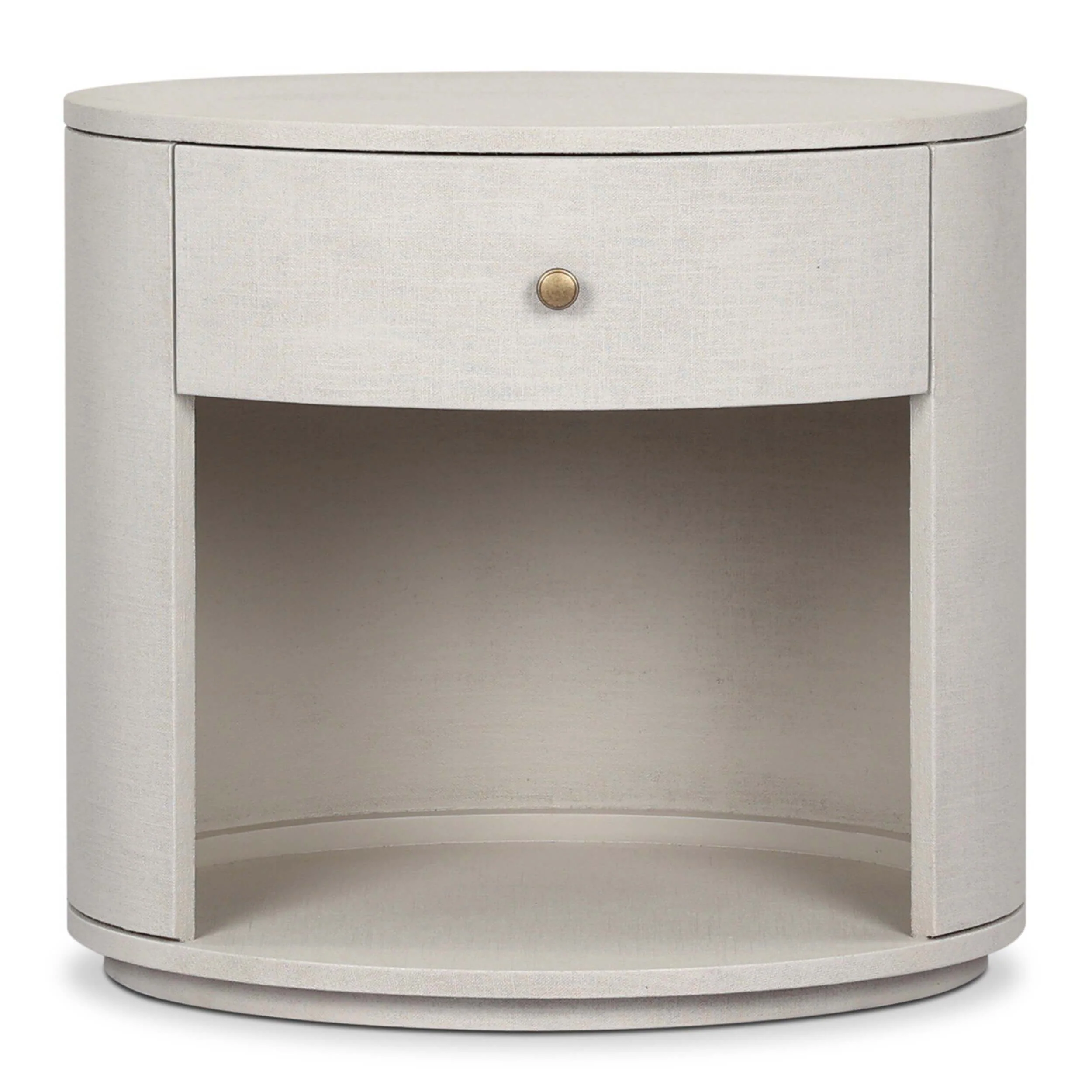 Amelia 1 Drawer Oval Nightstand, Ivory Painted Linen by Four Hands - Image 2