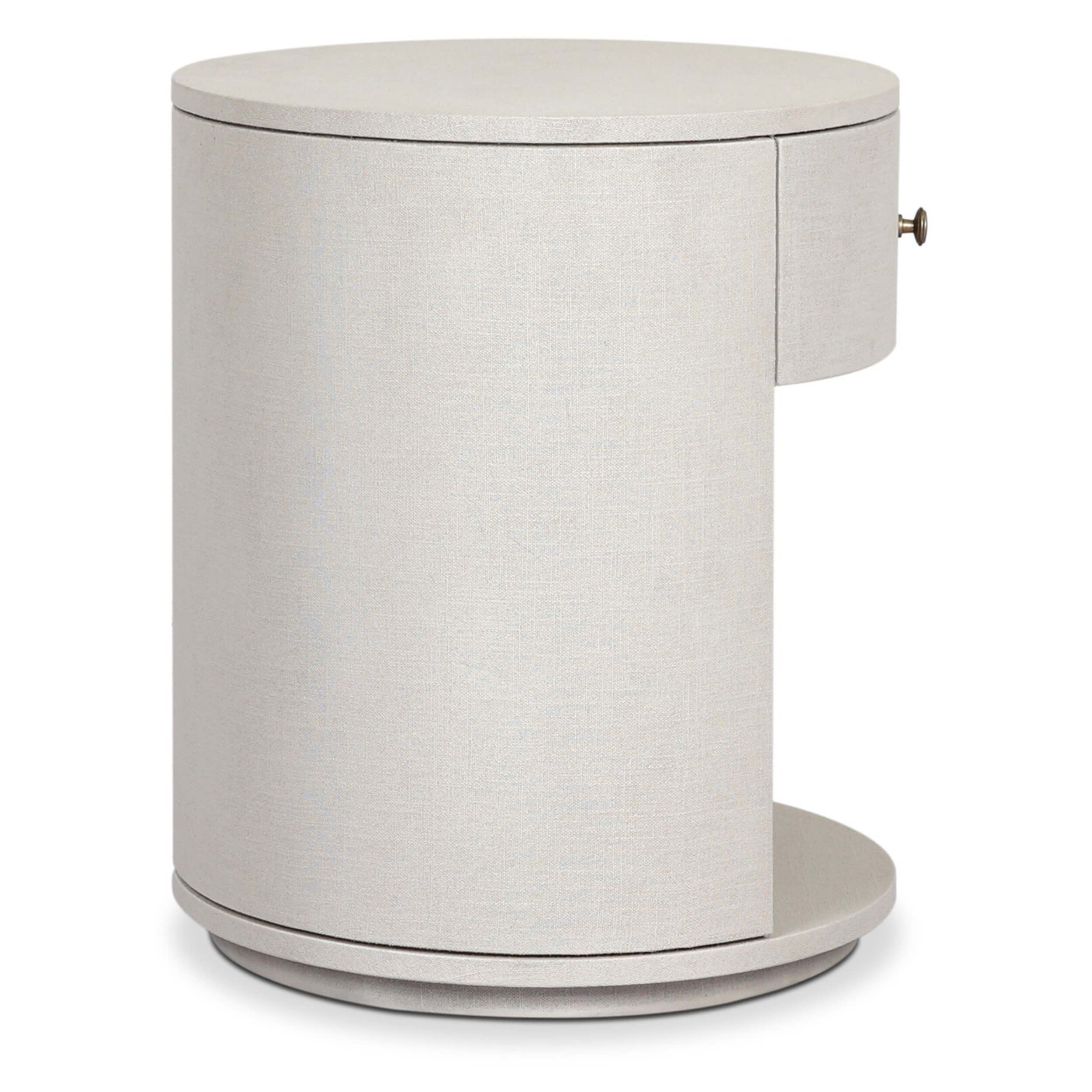 Amelia 1 Drawer Oval Nightstand, Ivory Painted Linen by Four Hands - Image 3