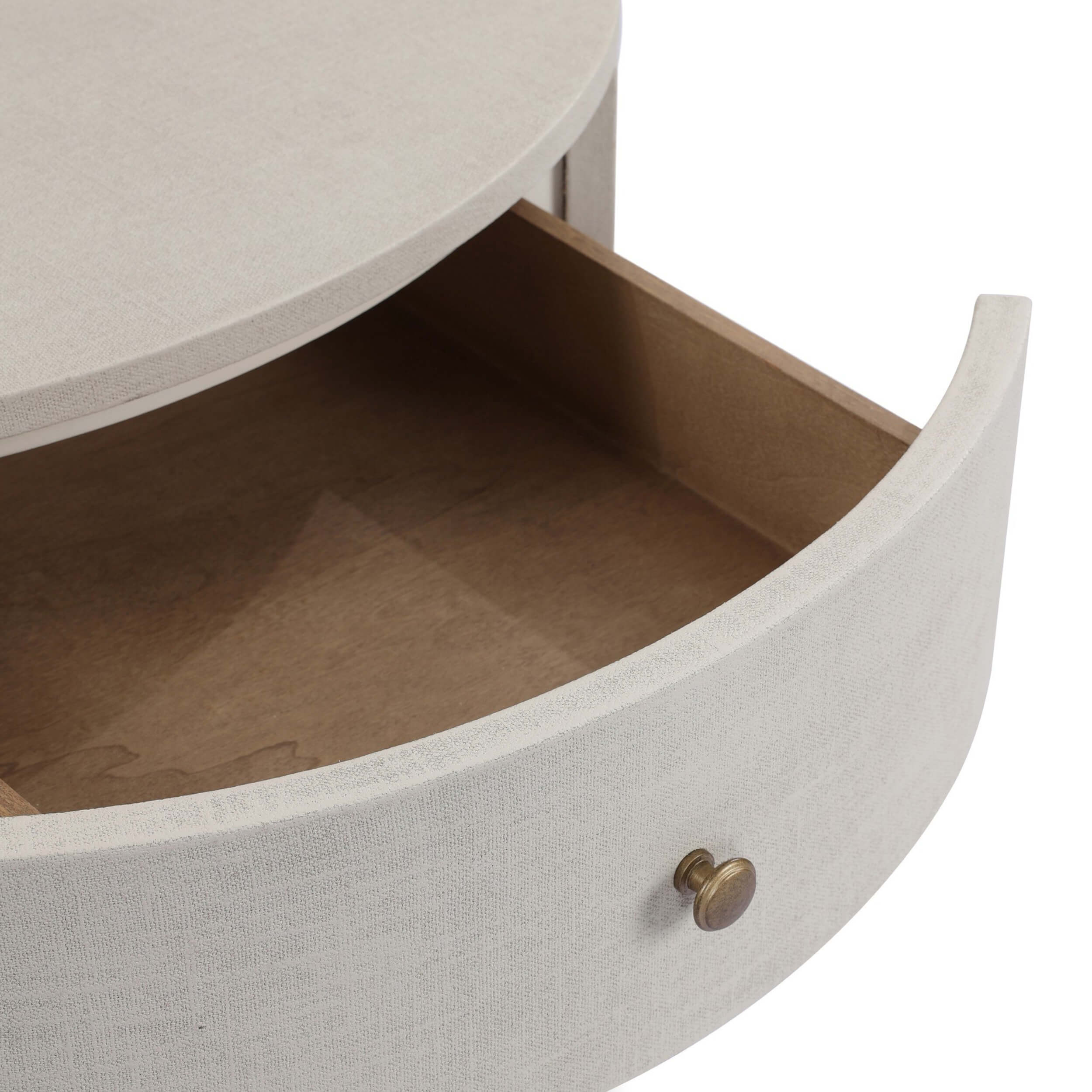 Amelia 1 Drawer Oval Nightstand, Ivory Painted Linen by Four Hands - Image 4