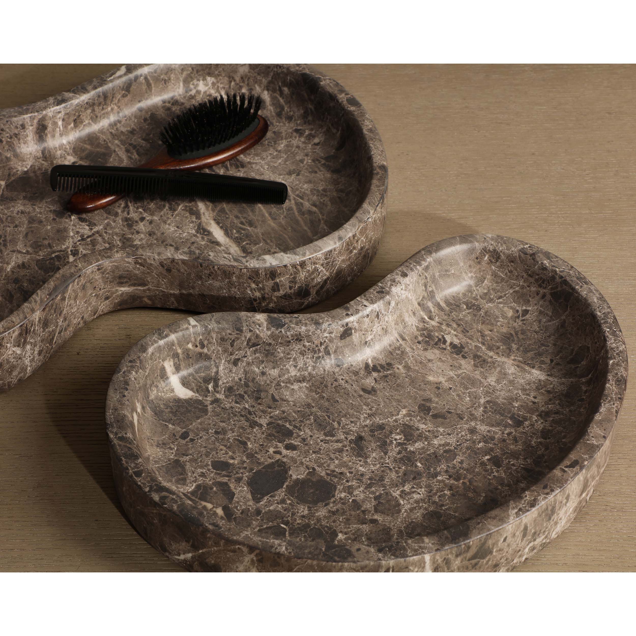 Amoeba Tray, Brown, Set of 2 - Image 4