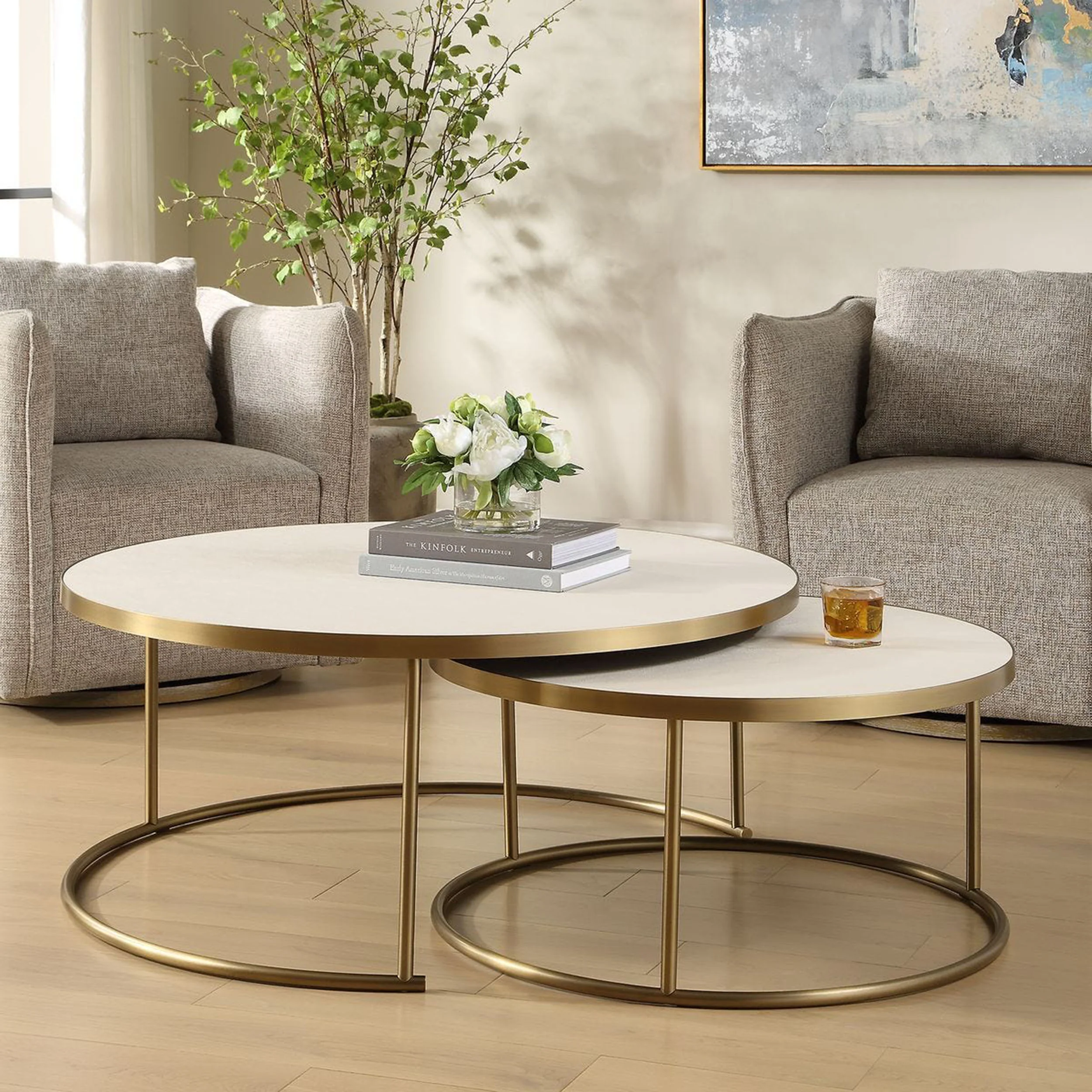 Aragon Nesting Coffee Tables, Set of 2, White - Image 5