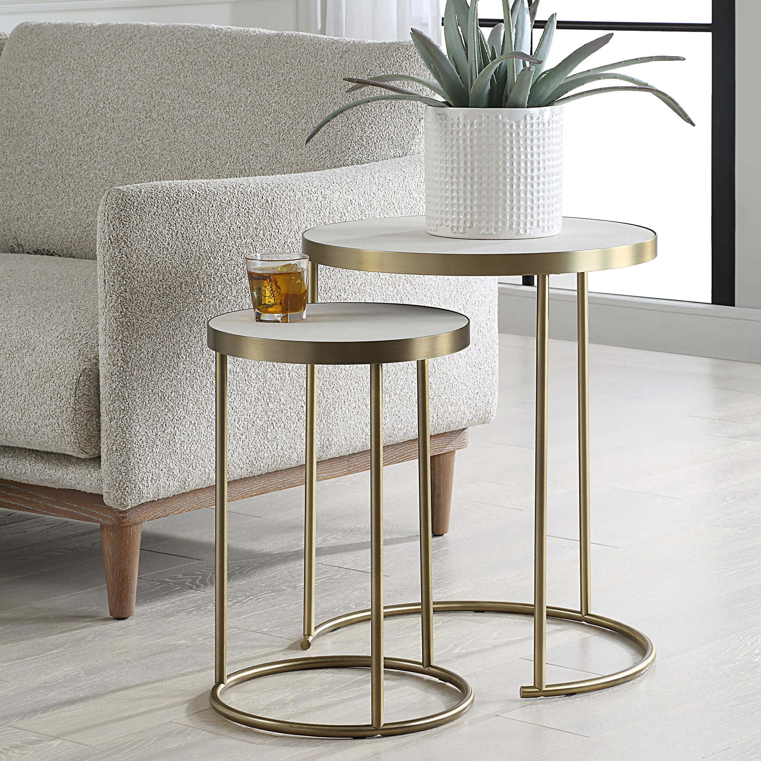 Aragon Nesting Tables, White, Set of 2 - Image 5