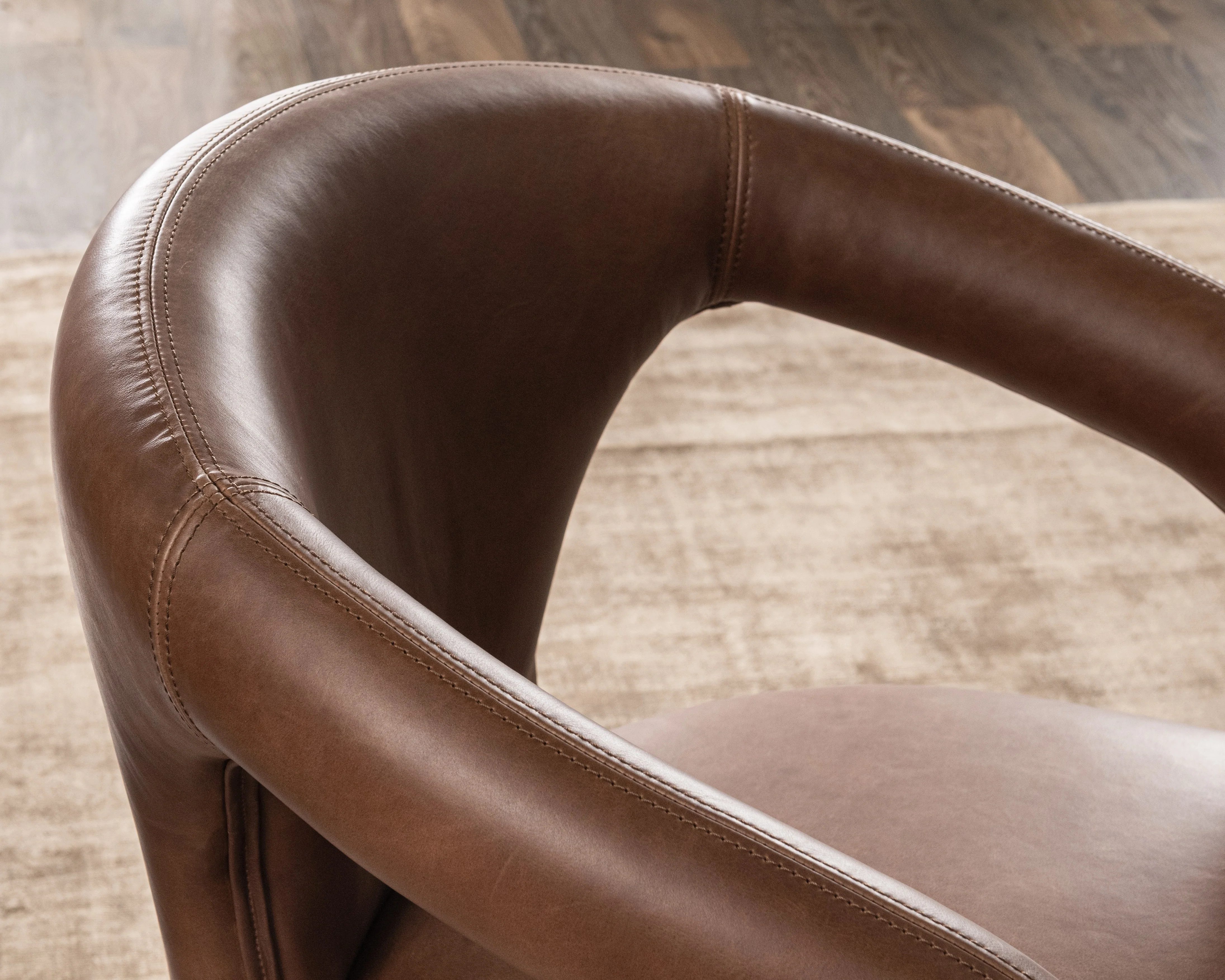 Archie Leather Dining Chair, Bison Brown, Set of 2 - Image 5
