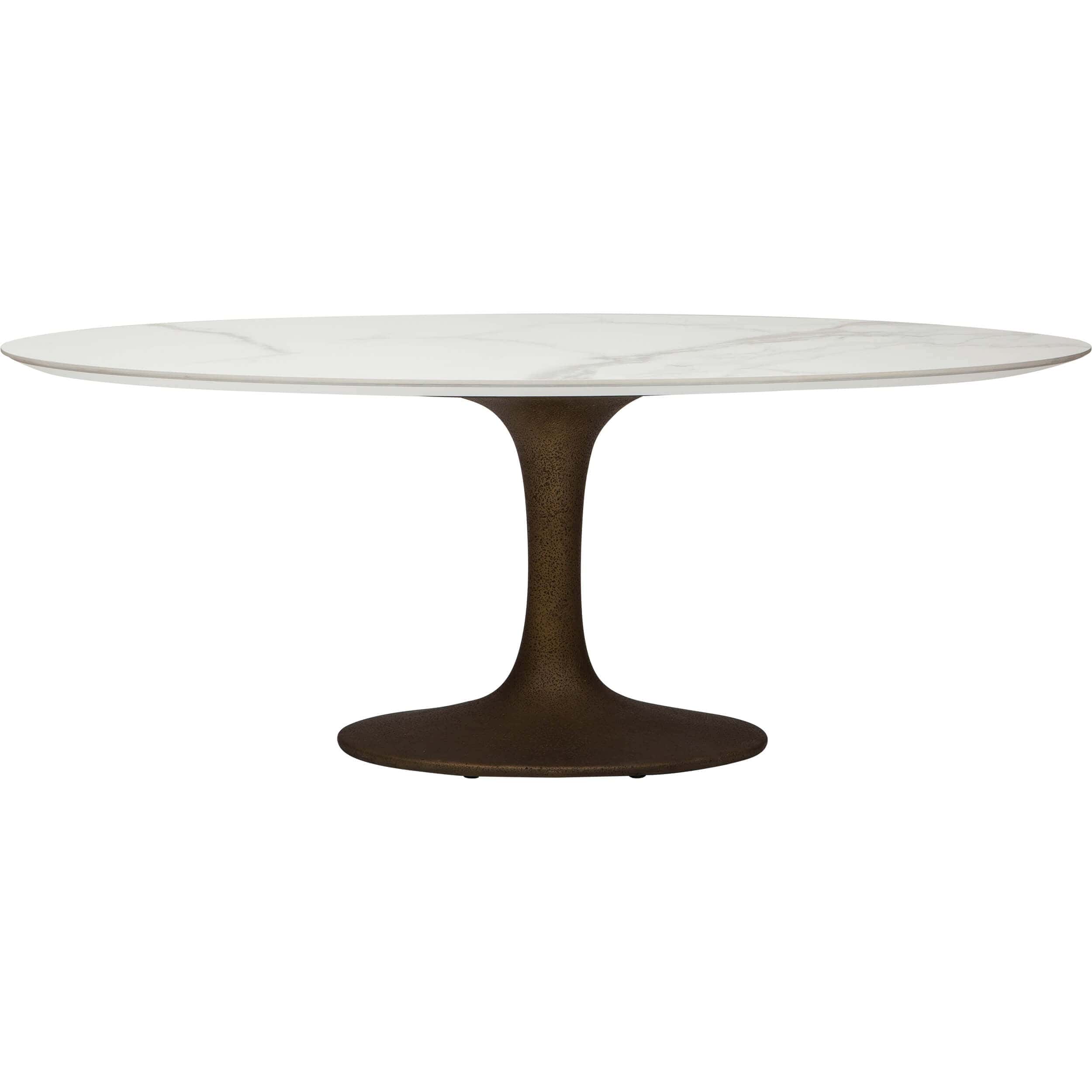 Arielle Oval Dining Table, White Top/Brass Base - Image 2