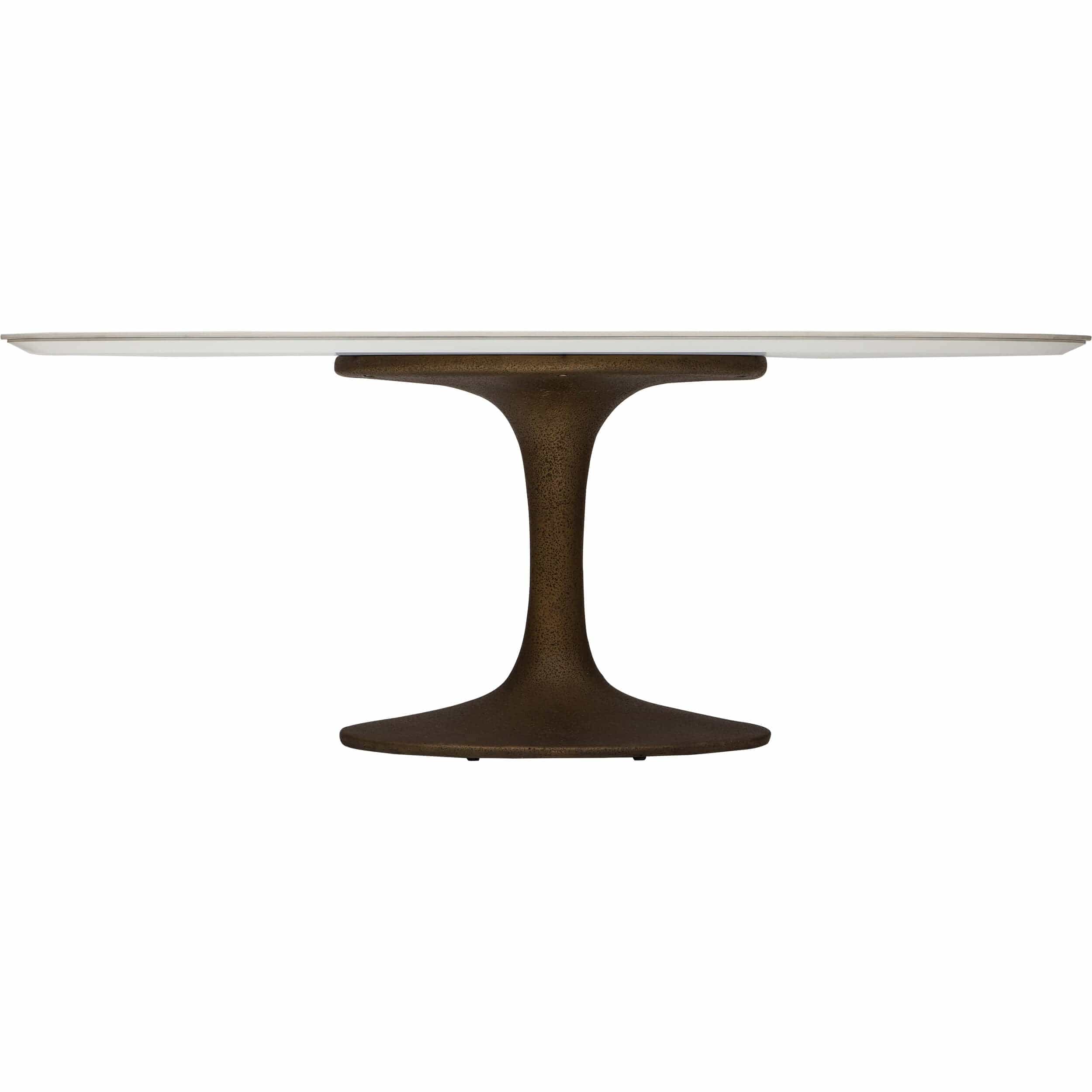 Arielle Oval Dining Table, White Top/Brass Base - Image 5