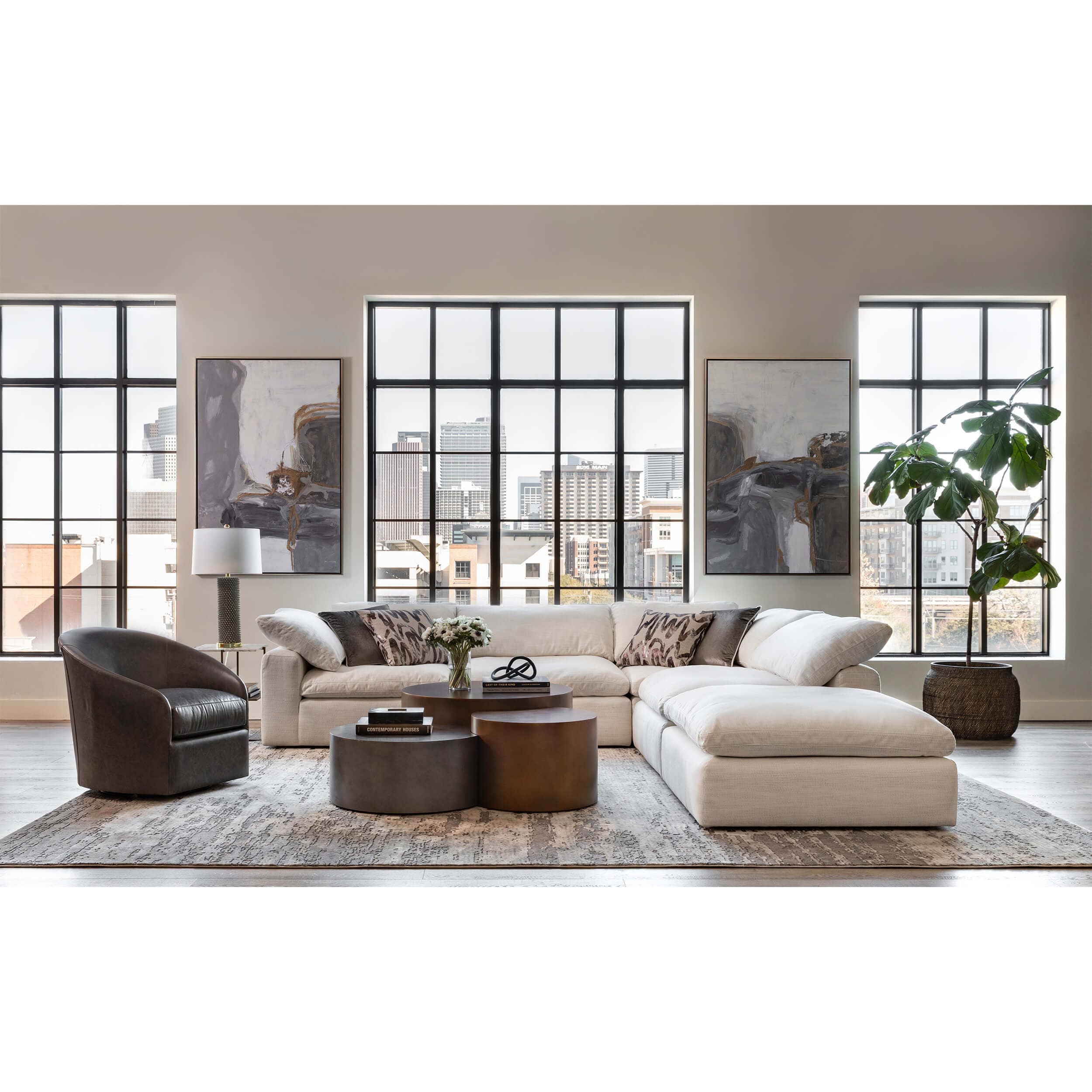 Arlo Leather Swivel Chair, Laguna Dove - Image 5
