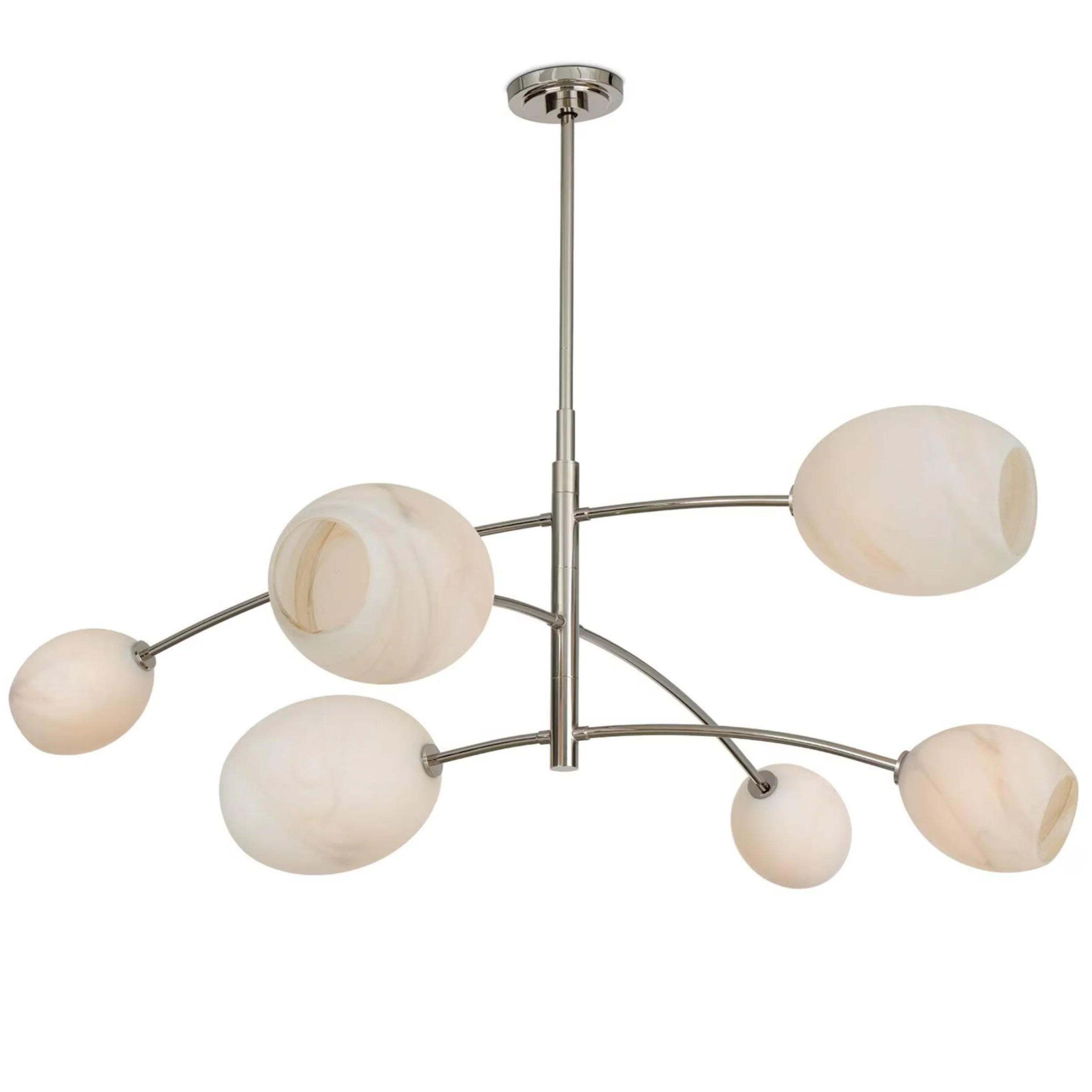 Artemis Chandelier, Polished Nickel/Alabaster