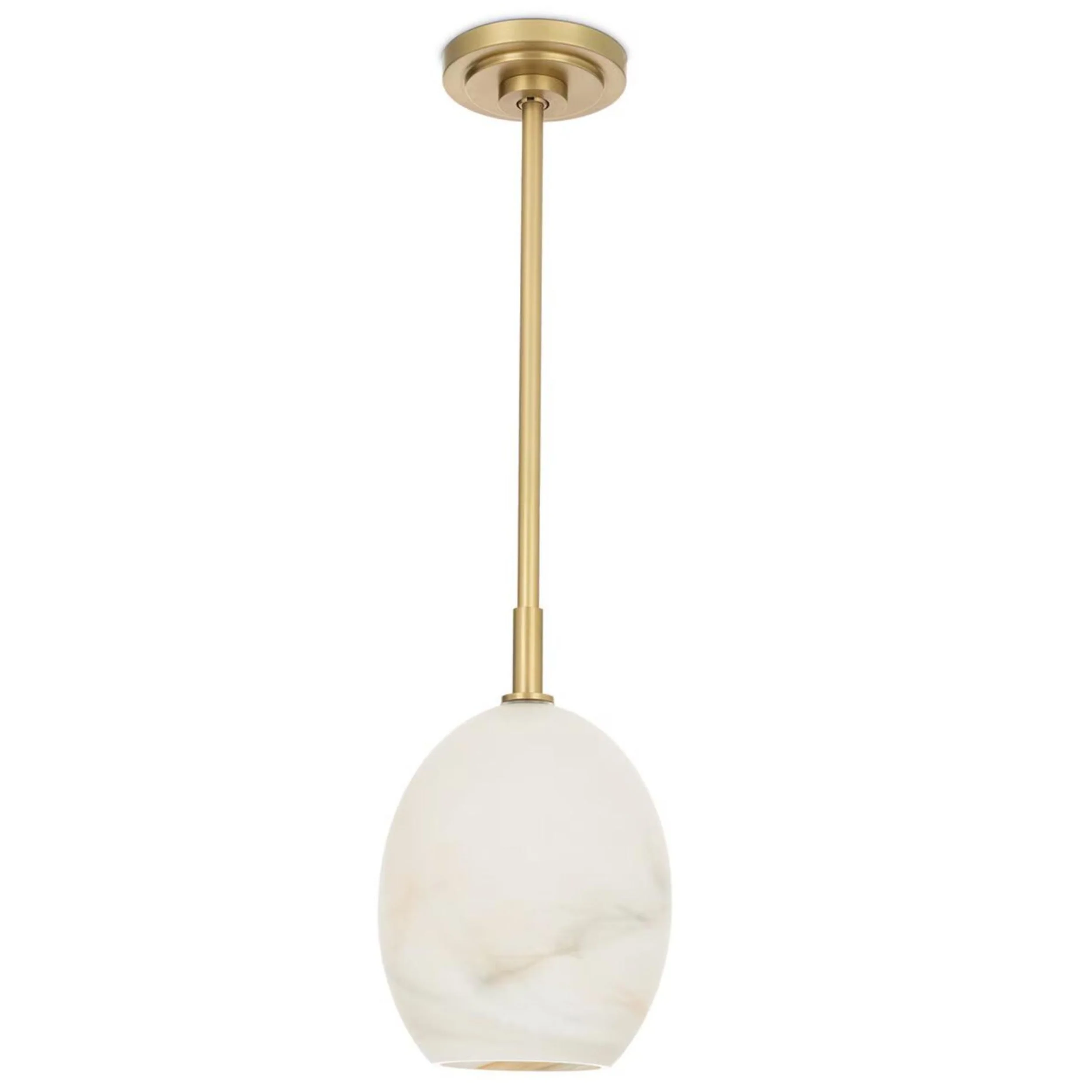 Artemis Single Pendant, Natural Brass/Alabaster