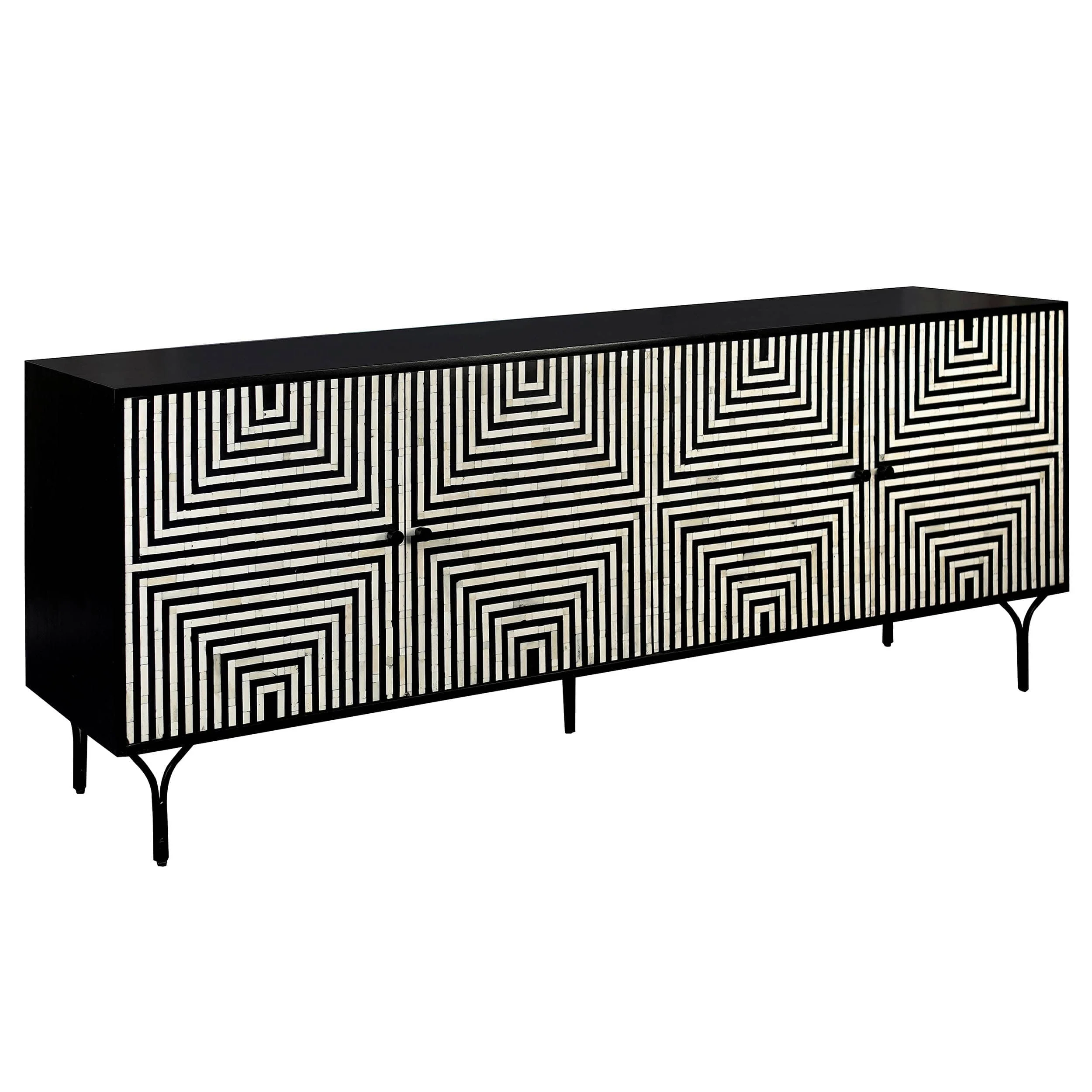 Atlas 4 Door Sideboard, Black/White