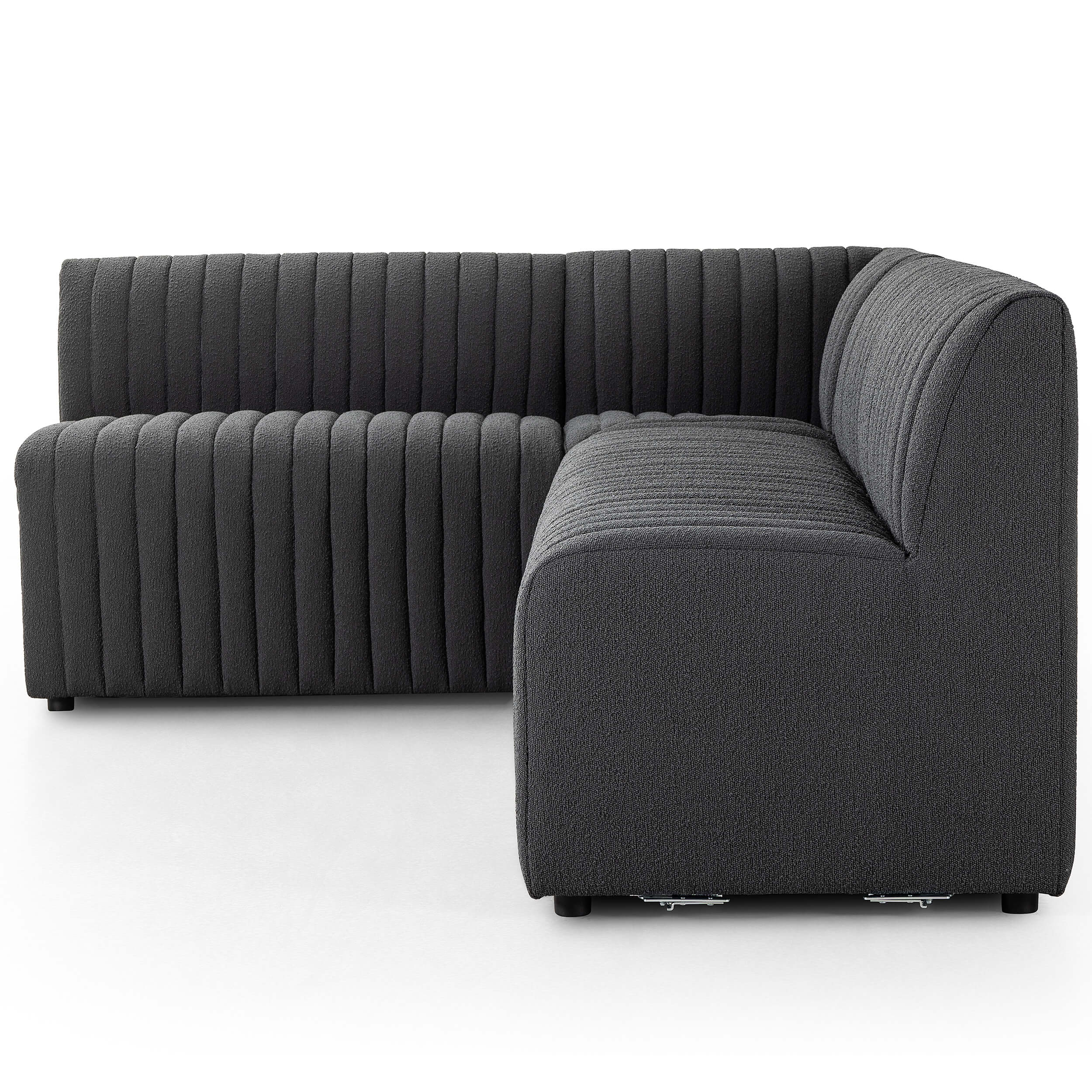 Augustine 100" L-Shaped Banquette, Boucle Charcoal - Image 2