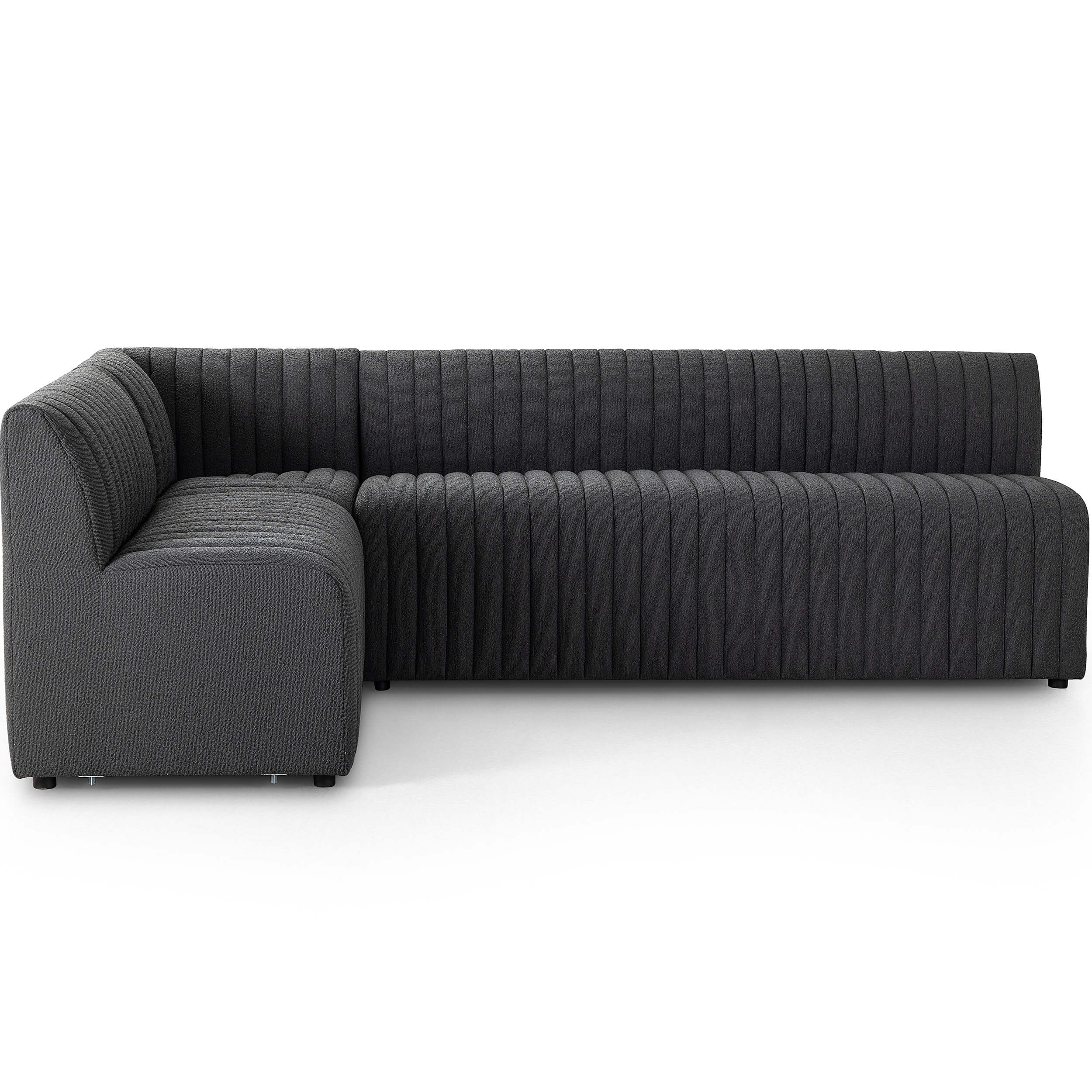 Augustine 100" L-Shaped Banquette, Boucle Charcoal - Image 3