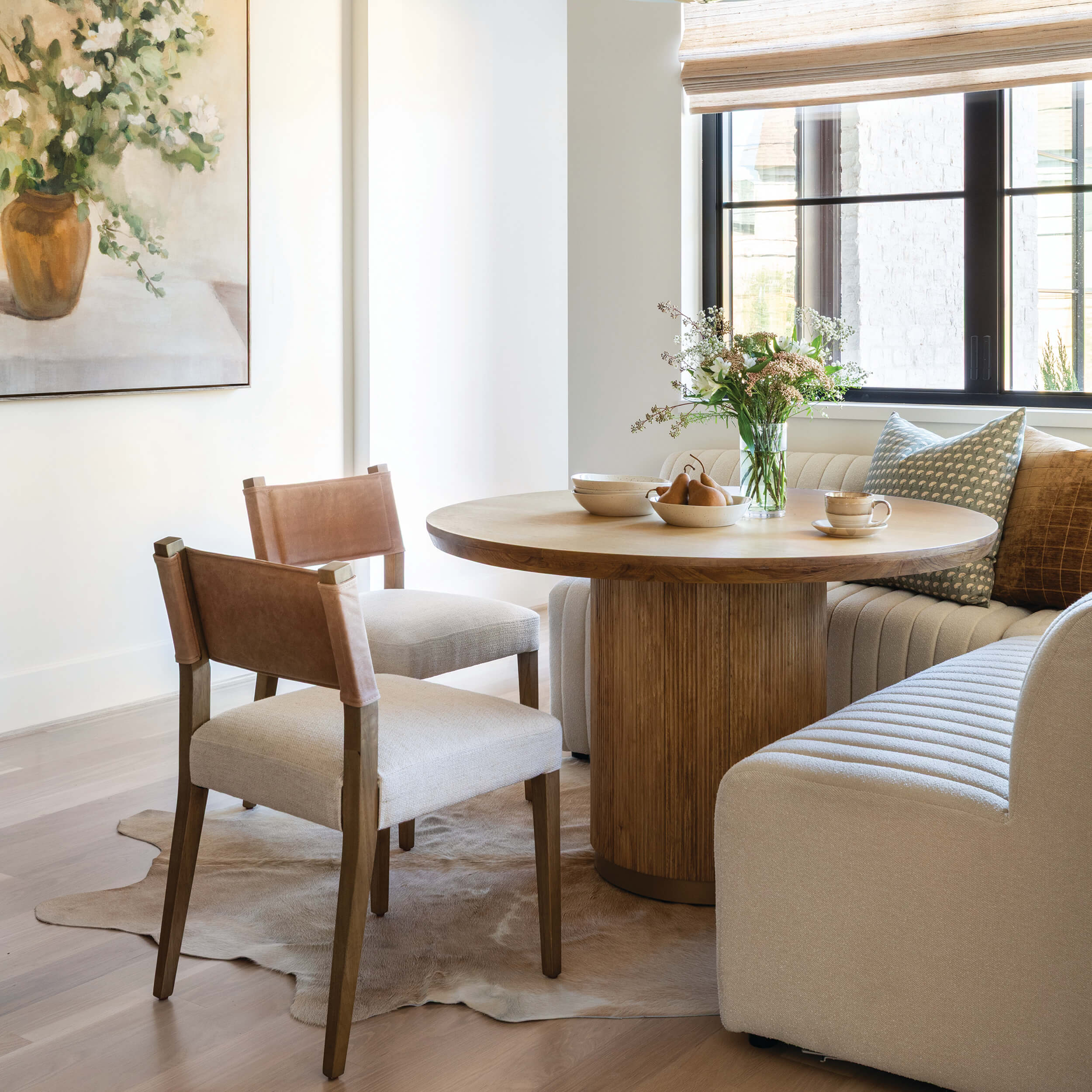 Augustine 106" Dining U-Shape Banquette, Capri Oatmeal by Four Hands - Image 6