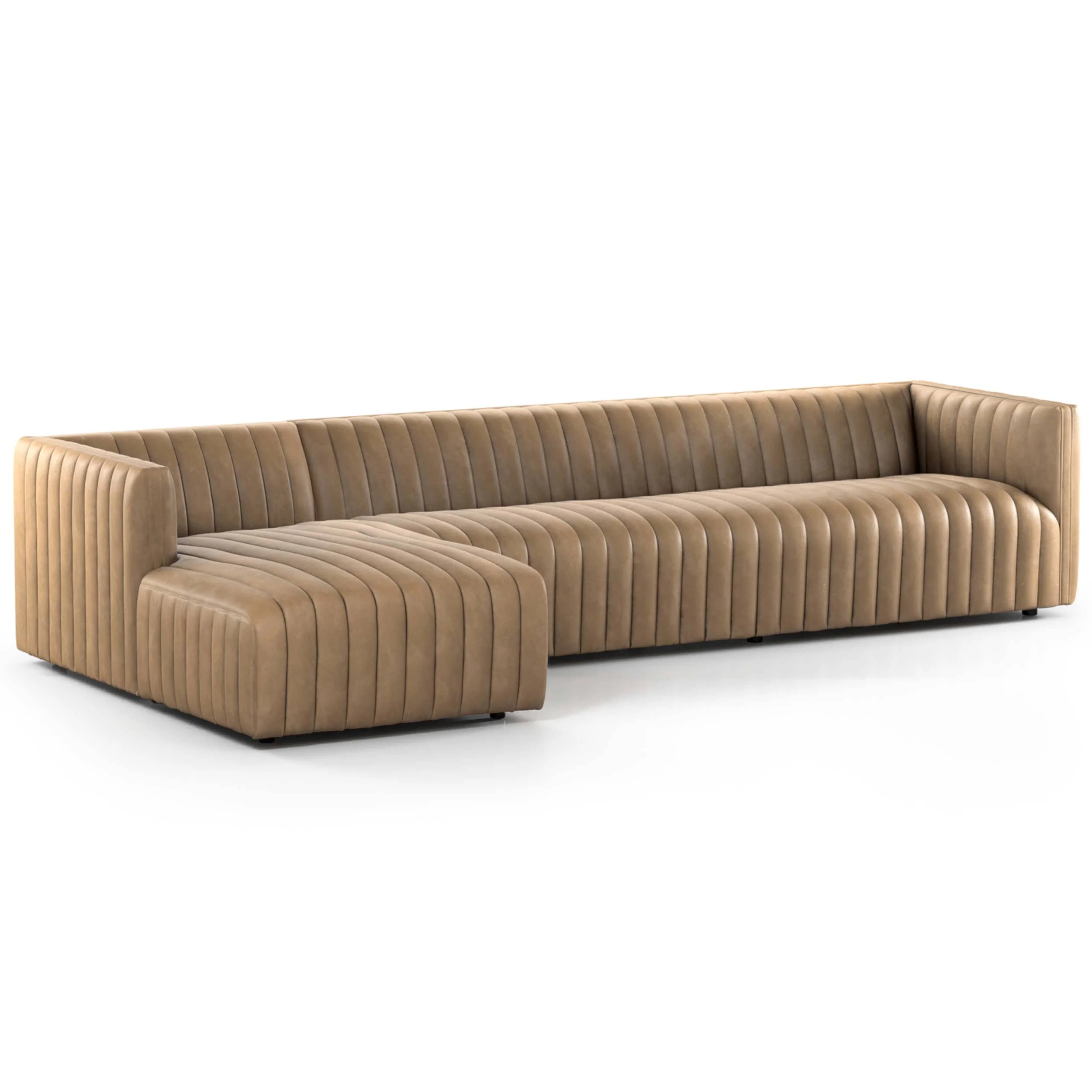 Augustine Leather 2 Piece 126" Sectional w/ Chaise, Palermo Drift