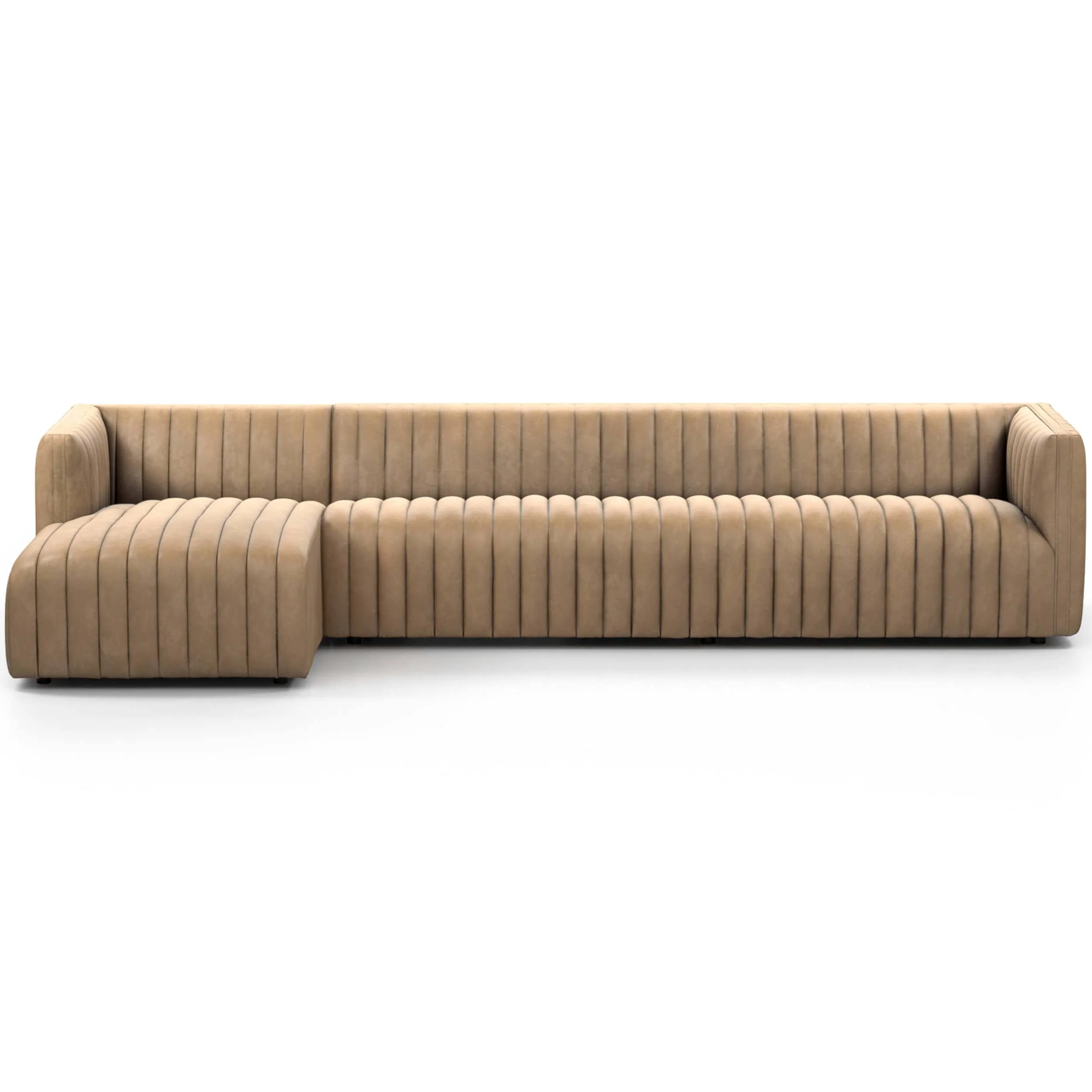 Augustine Leather 2 Piece 126" Sectional w/ Chaise, Palermo Drift - Image 2