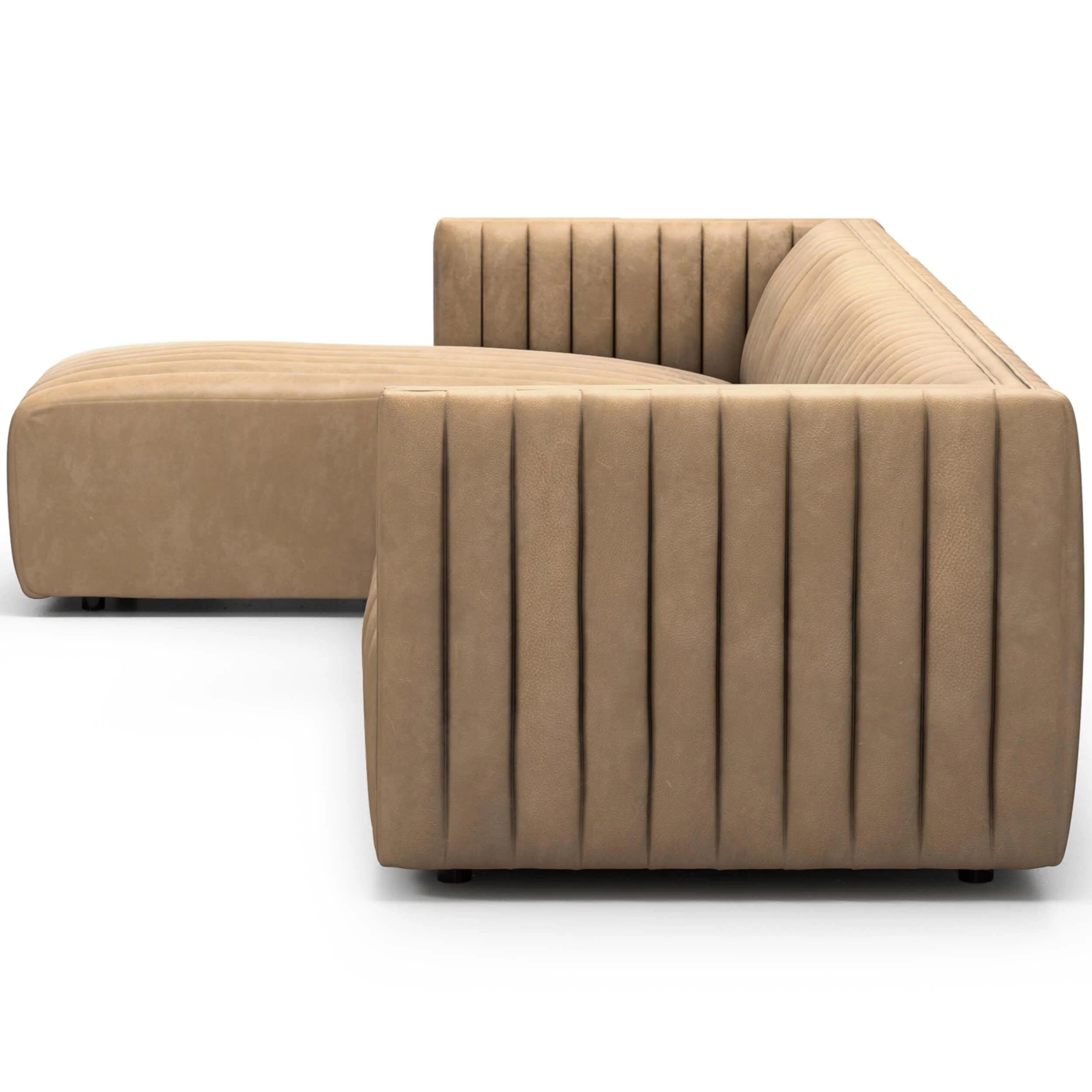 Augustine Leather 2 Piece 126" Sectional w/ Chaise, Palermo Drift - Image 3