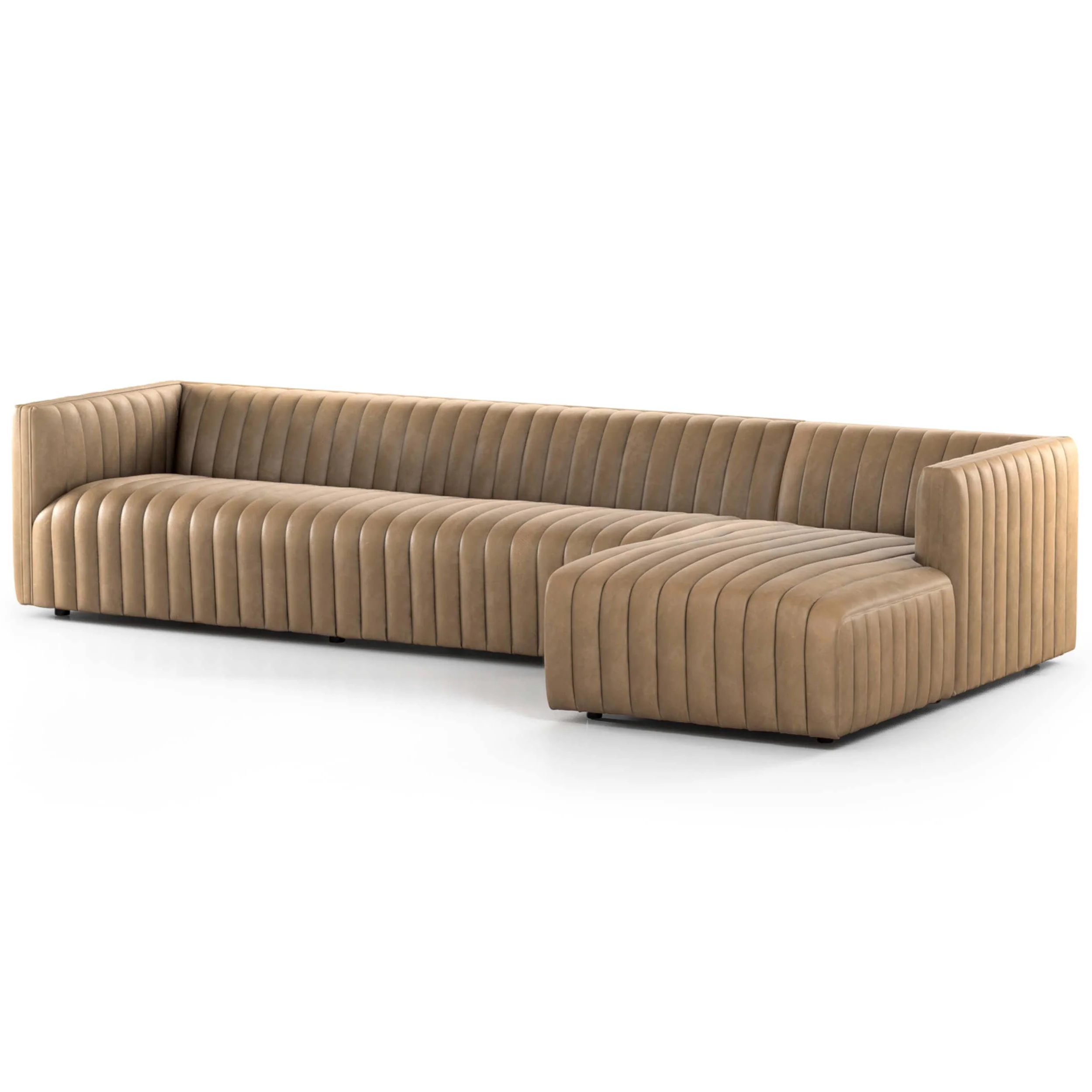 Augustine Leather 2 Piece 126" Sectional w/ Chaise, Palermo Drift - Image 5