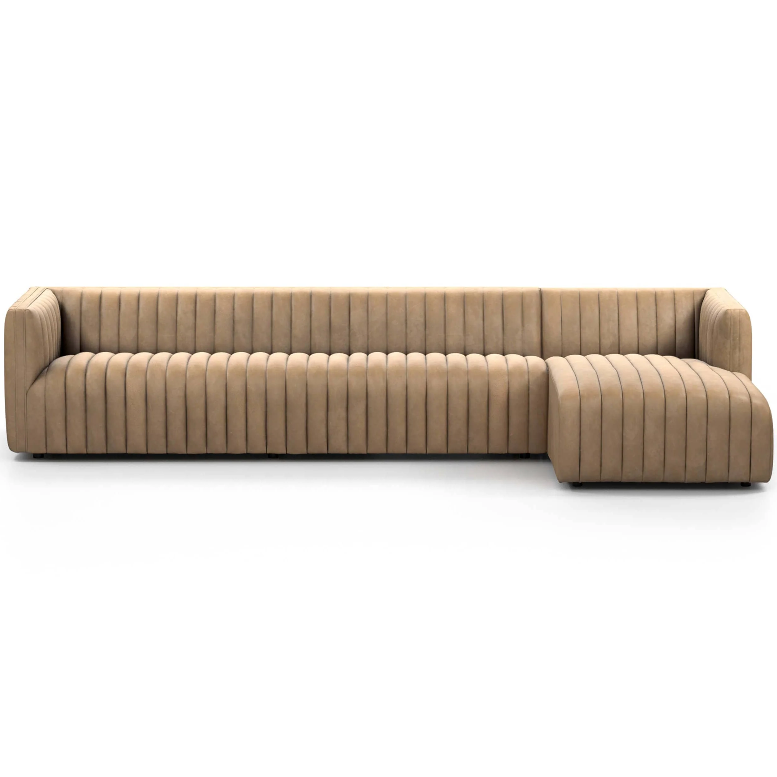 Augustine Leather 2 Piece 126" Sectional w/ Chaise, Palermo Drift - Image 6