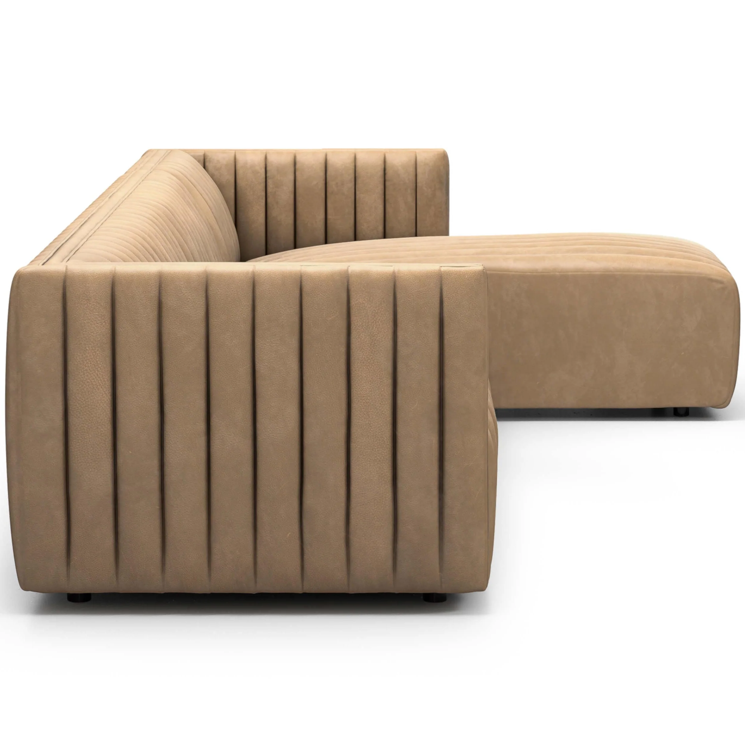 Augustine Leather 2 Piece 126" Sectional w/ Chaise, Palermo Drift - Image 7