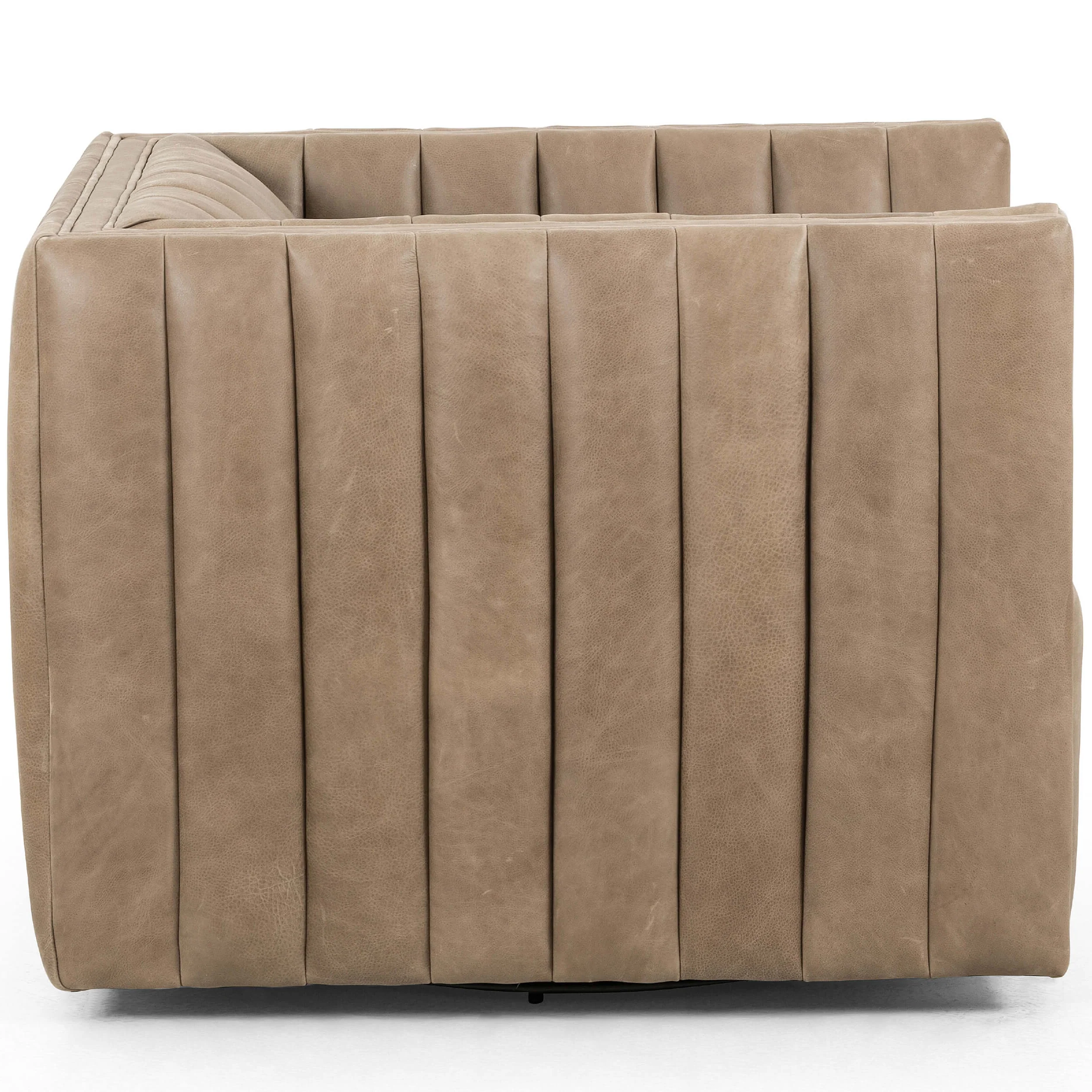Augustine Leather Swivel Chair, Palermo Drift by Four Hands - Image 3