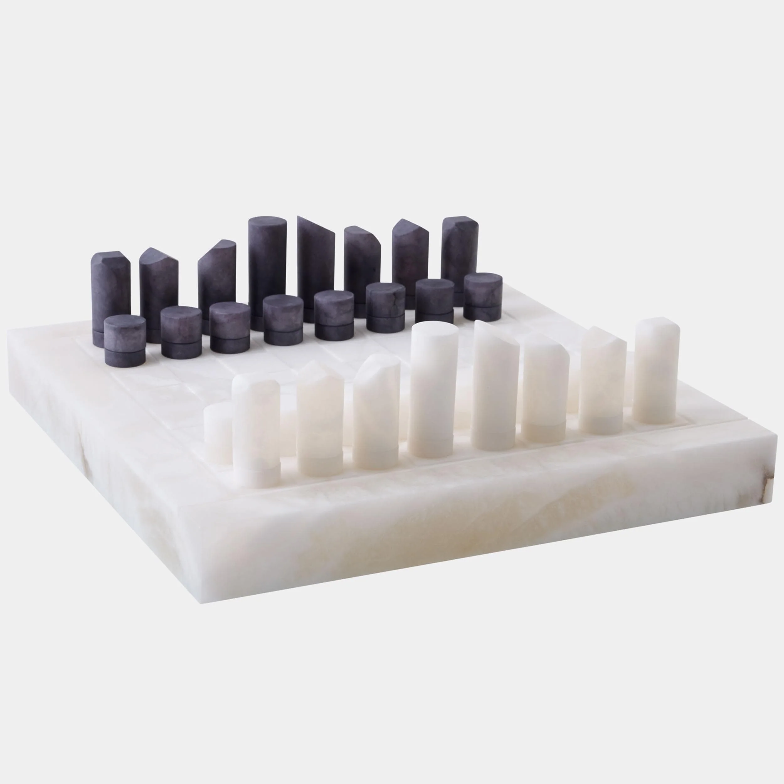 Augustus Chess/Checkers Set, Alabaster - Image 4
