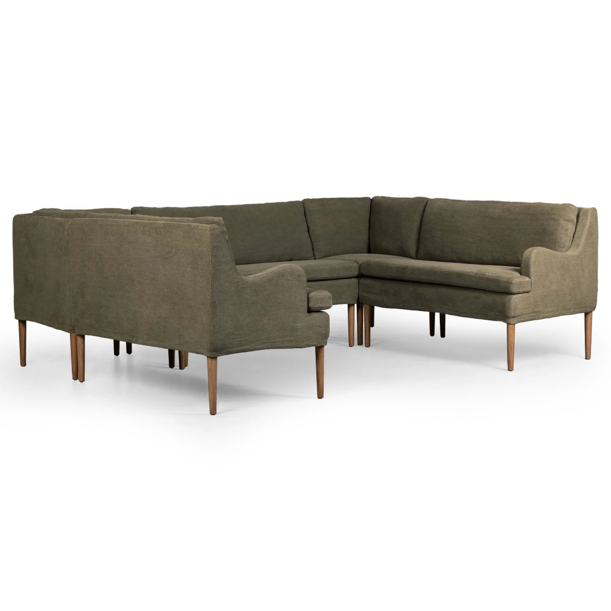 Aurelia Dining U-Shape Banquette, Broadway Olive by Amber Lewis x Four Hands