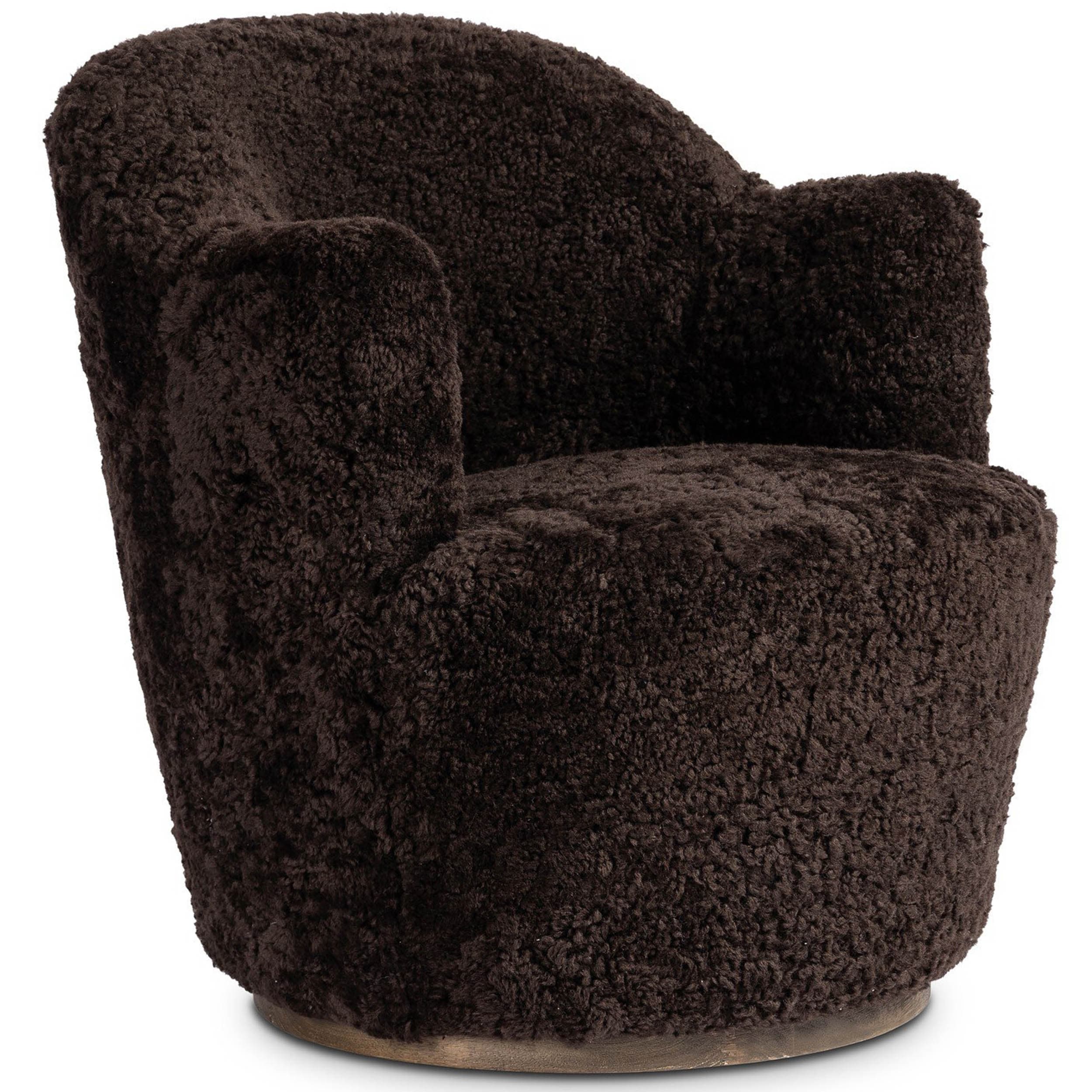 Aurora Swivel Chair, Cocoa Shearling by Four Hands
